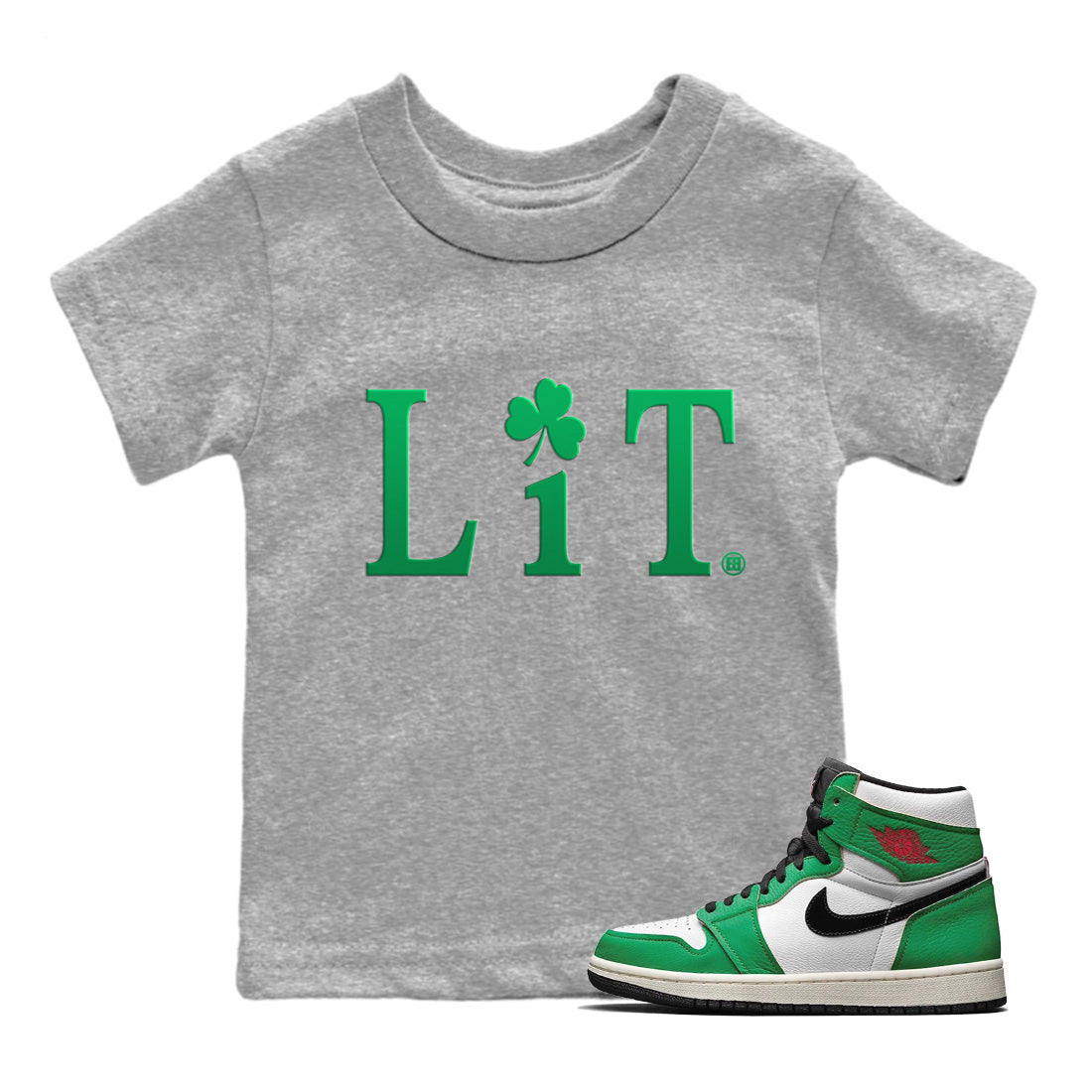 Jordan 1 Lucky Green Sneaker Matching T-Shirt Lit Sneaker Tees Jordan 1 Lucky Green Sneaker Release Tees Kids Shirts