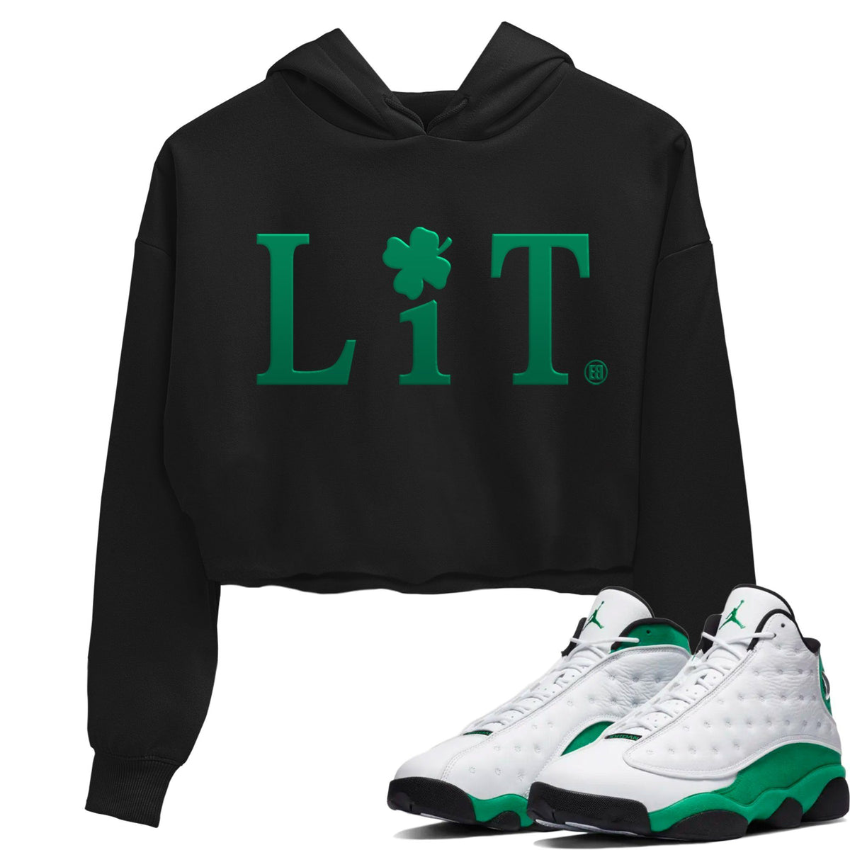Jordan 13 Lucky Green Sneaker Matching T-Shirt Lit Sneaker Tees Jordan 13 Lucky Green Sneaker Release Tees Women's Shirts