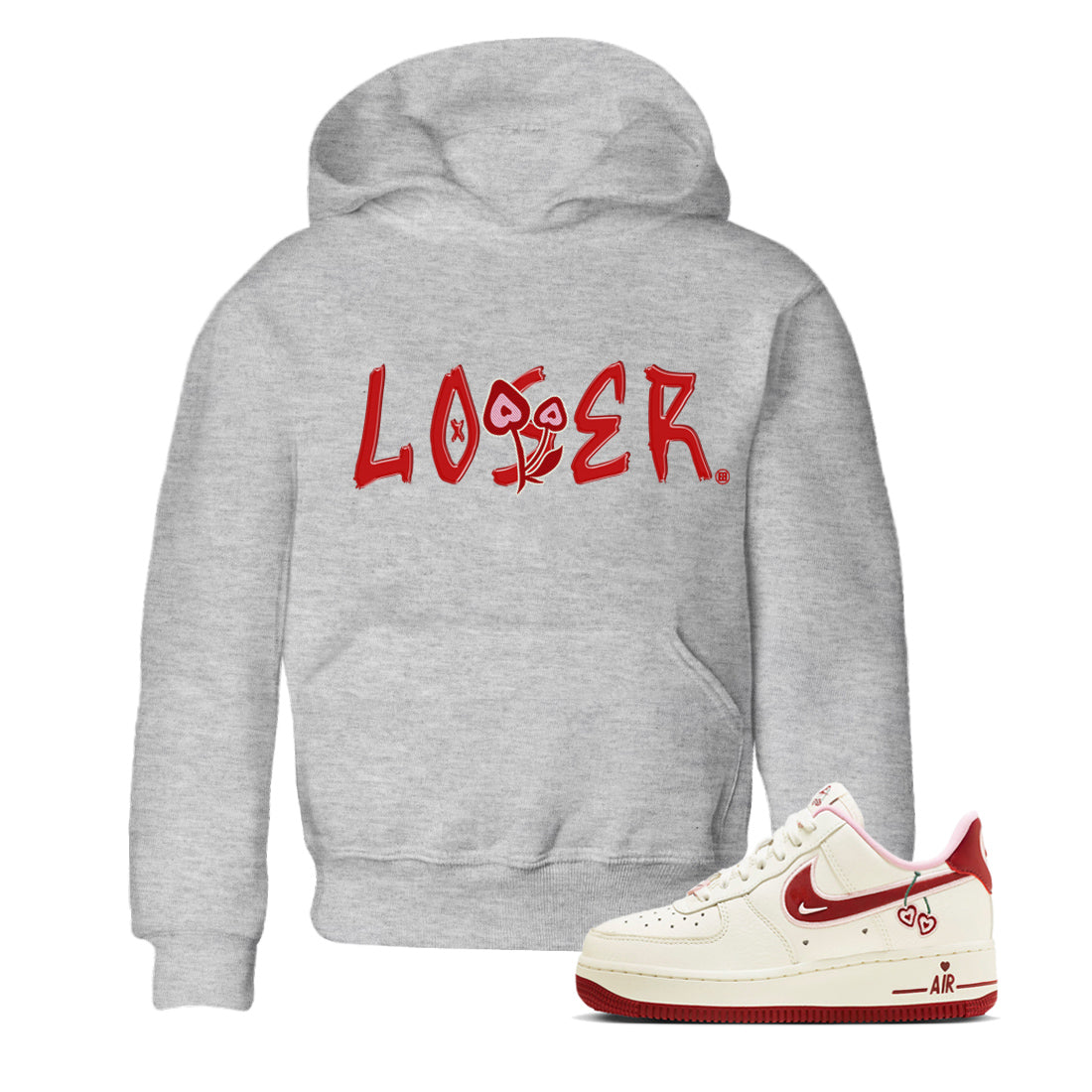 Air Force 1 Valentines Day Sneaker Match Tees Loser Lover Sneaker Tees Air Force 1 Valentines Day Jordan to match sneaker T-Shirt Kids Shirts