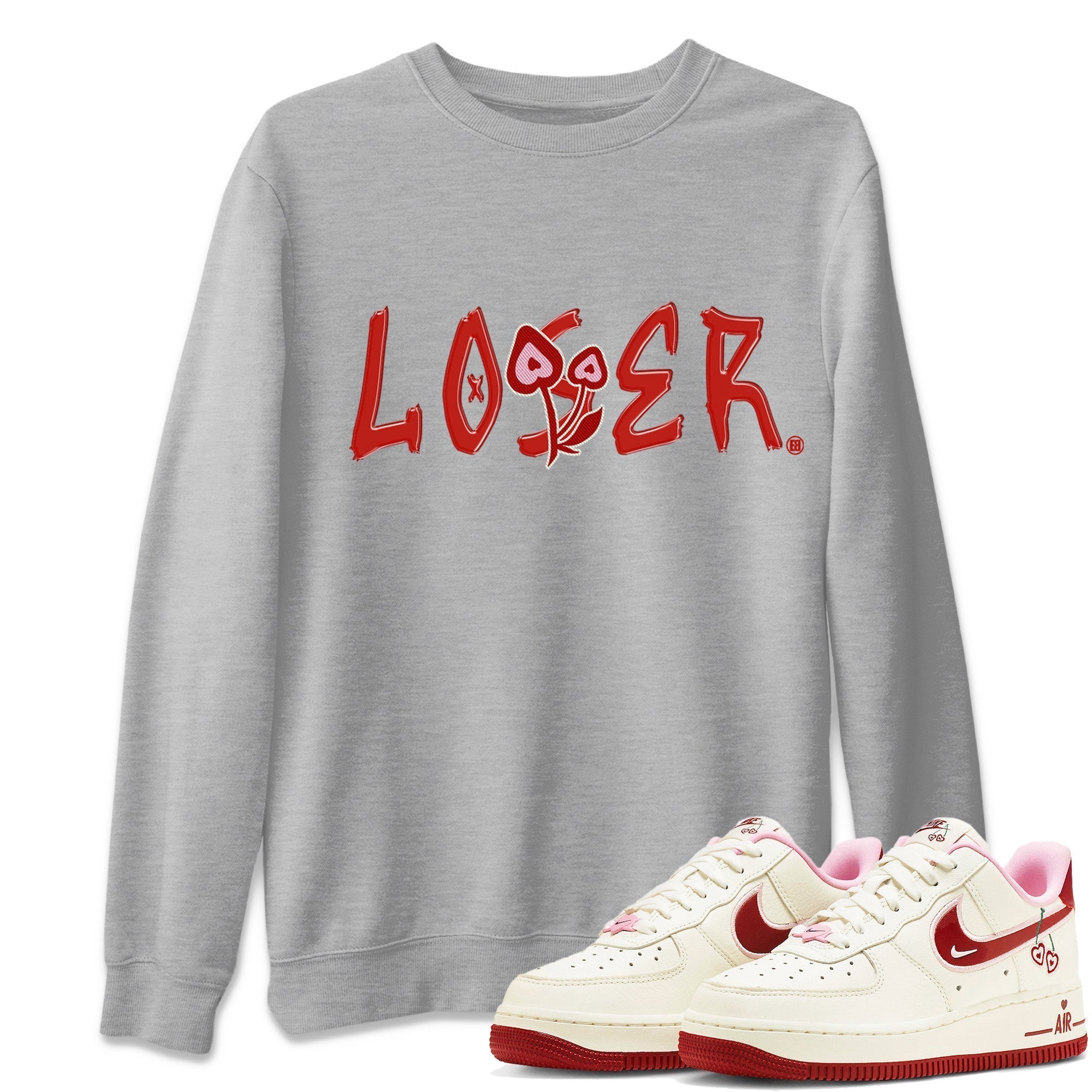 Air Force 1 Valentines Day Sneaker Match Tees Loser Lover Sneaker Tees Air Force 1 Valentines Day Jordan to match sneaker T-Shirt Crew Neck Shirts