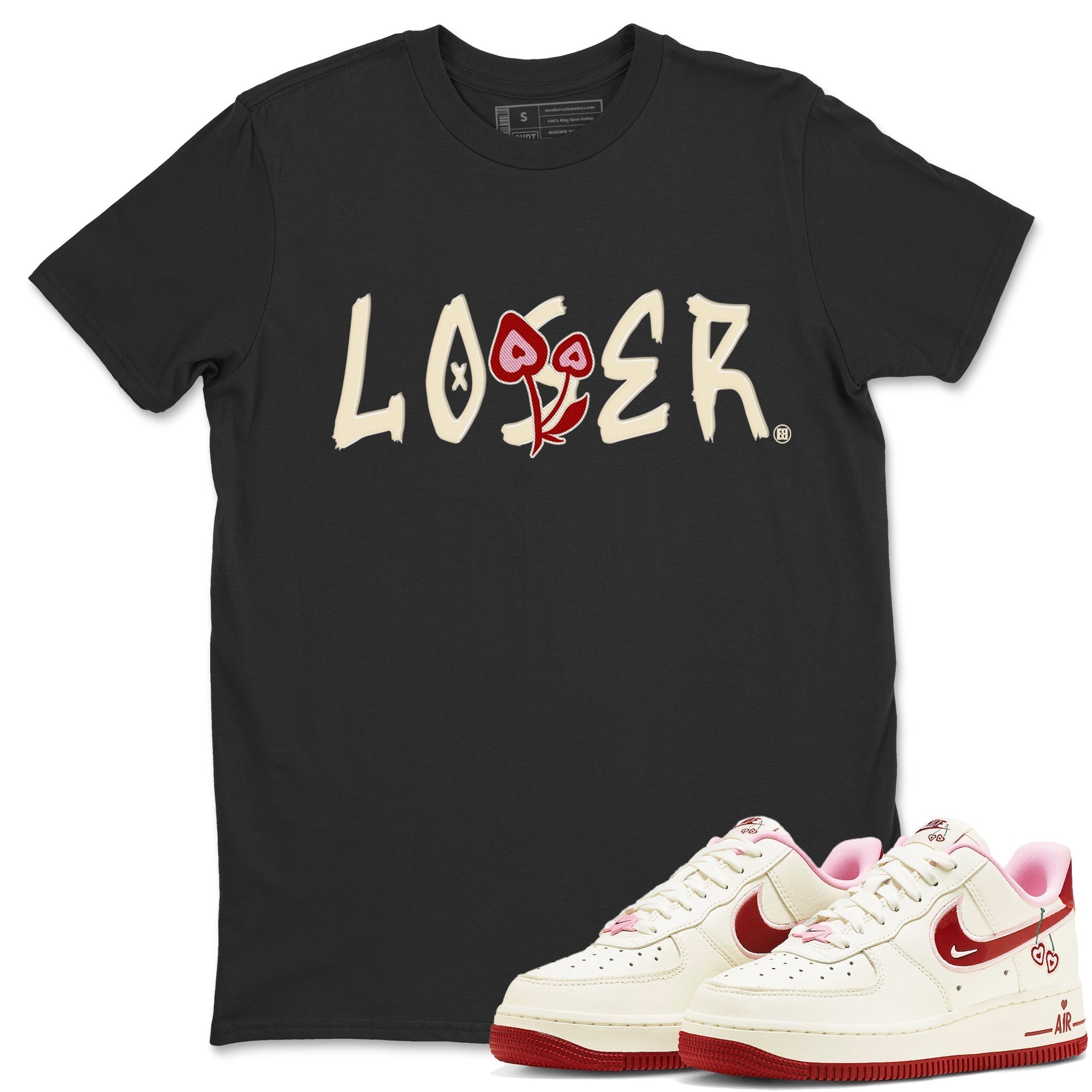 Air Force 1 Valentines Day Sneaker Match Tees Loser Lover Sneaker Tees Air Force 1 Valentines Day Jordan to match sneaker T-Shirt Crew Neck Shirts