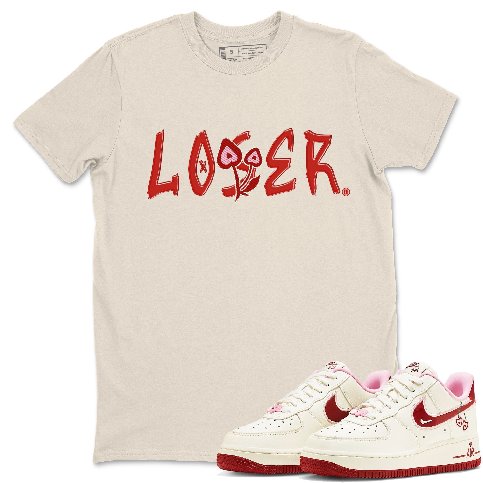 Air Force 1 Valentines Day Sneaker Match Tees Loser Lover Sneaker Tees Air Force 1 Valentines Day Jordan to match sneaker T-Shirt Crew Neck Shirts