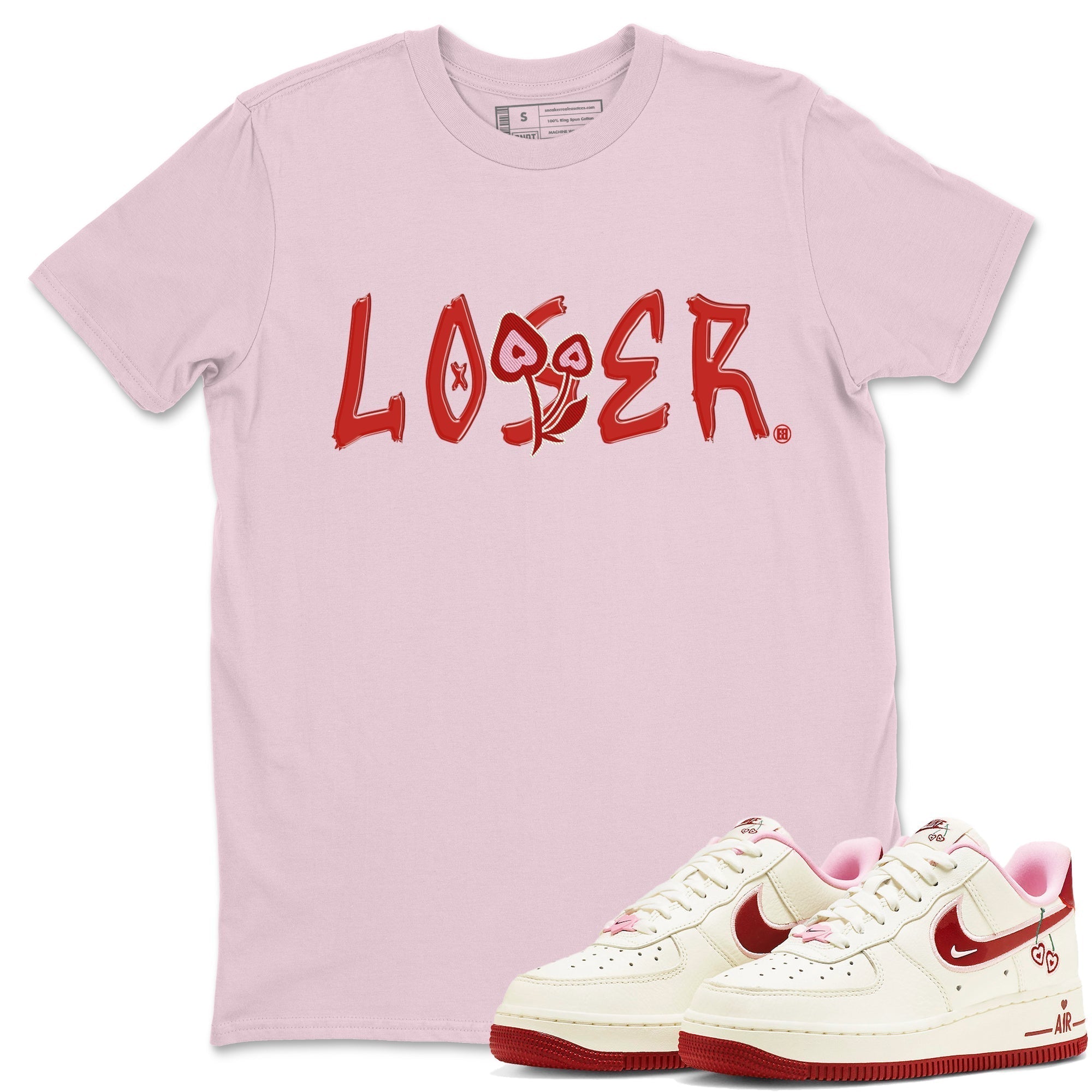 Air Force 1 Valentines Day Sneaker Match Tees Loser Lover Sneaker Tees Air Force 1 Valentines Day Jordan to match sneaker T-Shirt Crew Neck Shirts