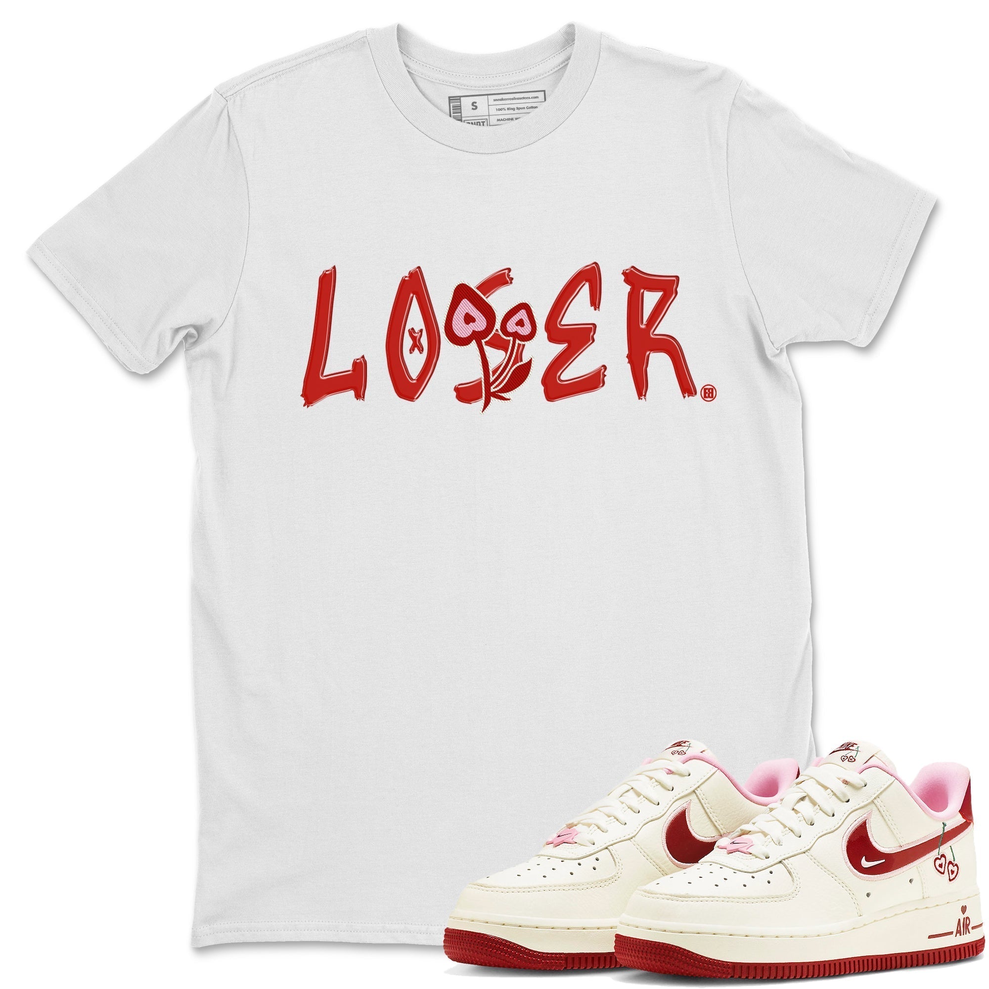 Air Force 1 Valentines Day Sneaker Match Tees Loser Lover Sneaker Tees Air Force 1 Valentines Day Jordan to match sneaker T-Shirt Crew Neck Shirts