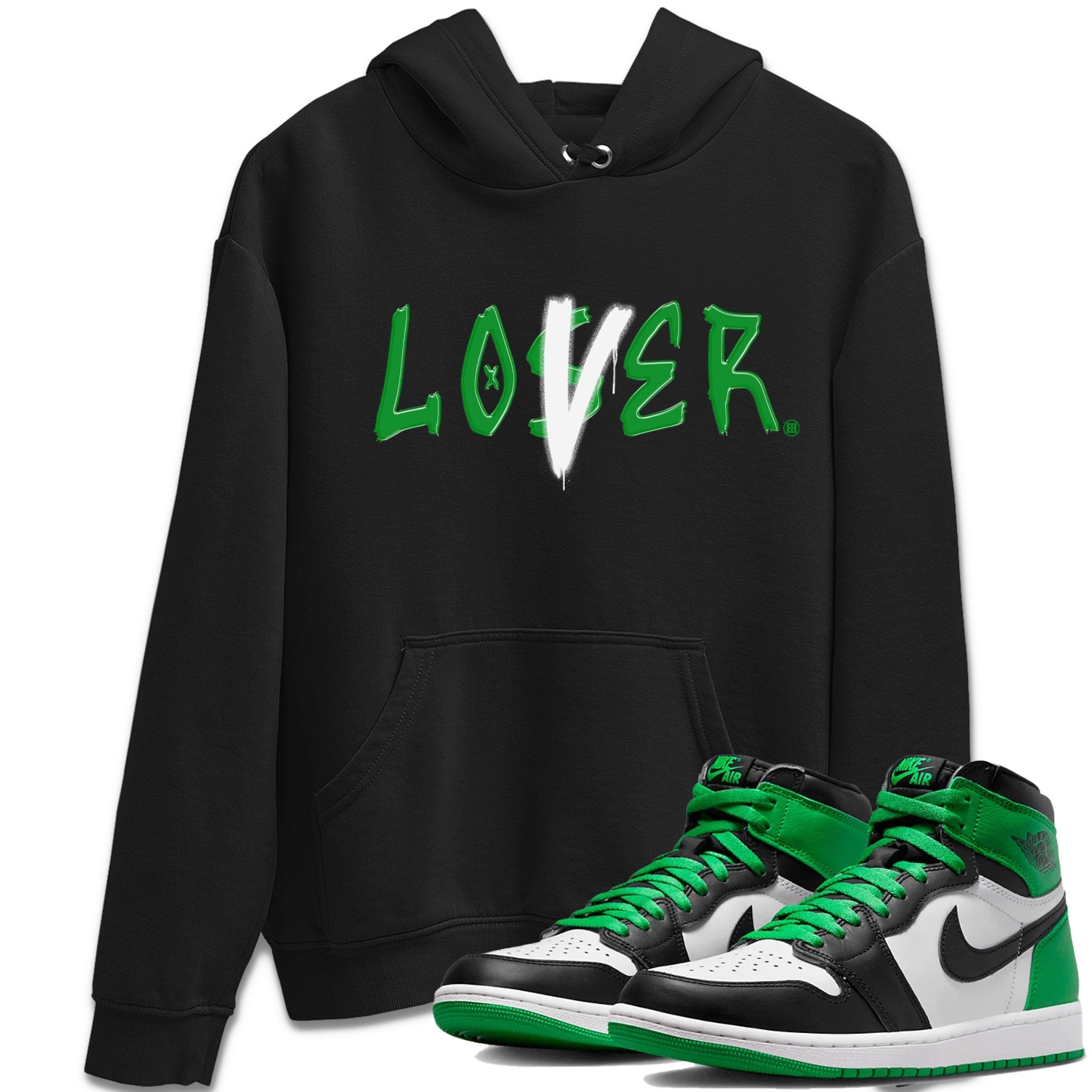 Air Jordan 1 Celtics Sneaker Match Tees Loser Lover Streetwear Sneaker Shirt Air Jordan 1 Lucky Green Celtics Tees Unisex Shirts Black 1