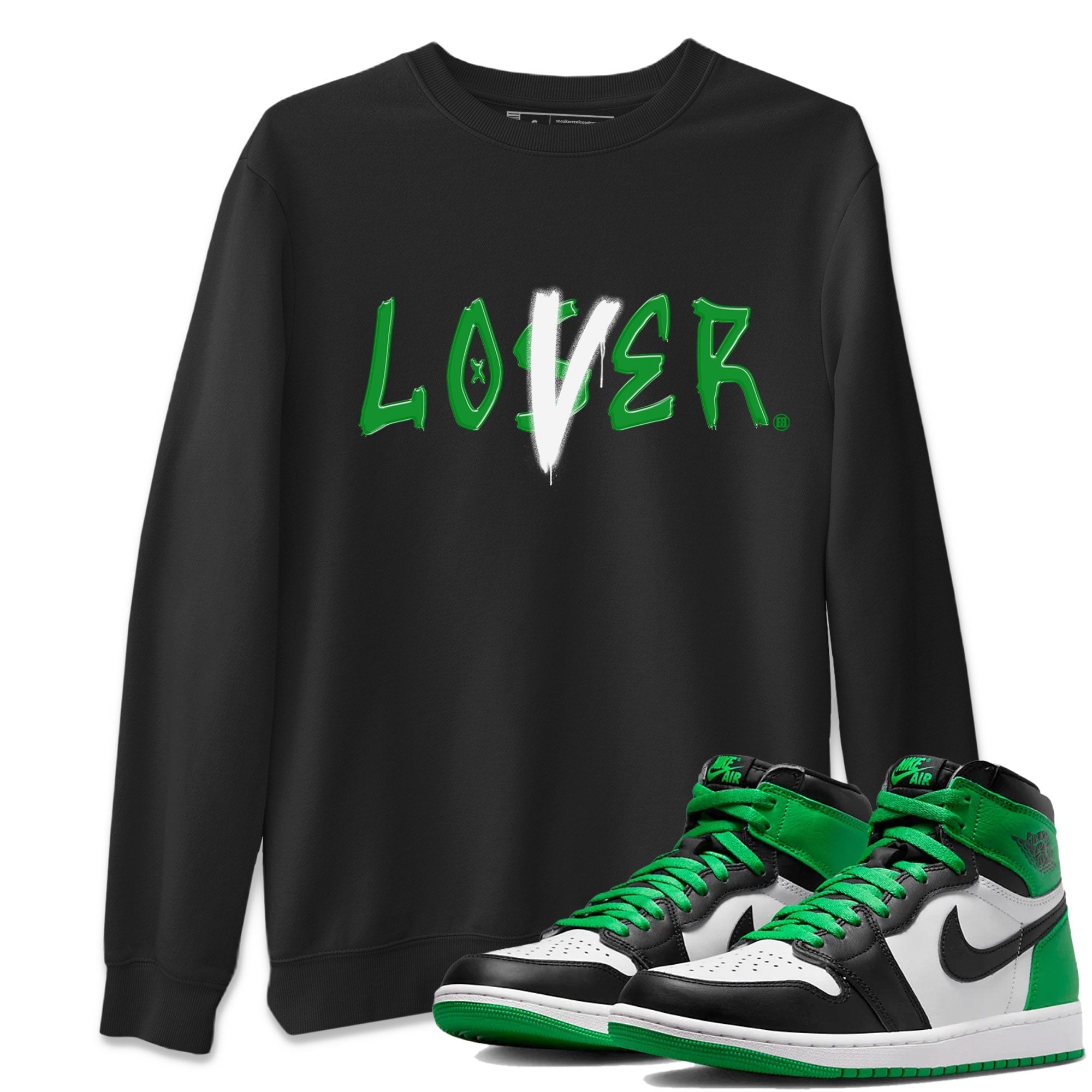 Air Jordan 1 Celtics Sneaker Match Tees Loser Lover Streetwear Sneaker Shirt Air Jordan 1 Lucky Green Celtics Tees Unisex Shirts Black 1