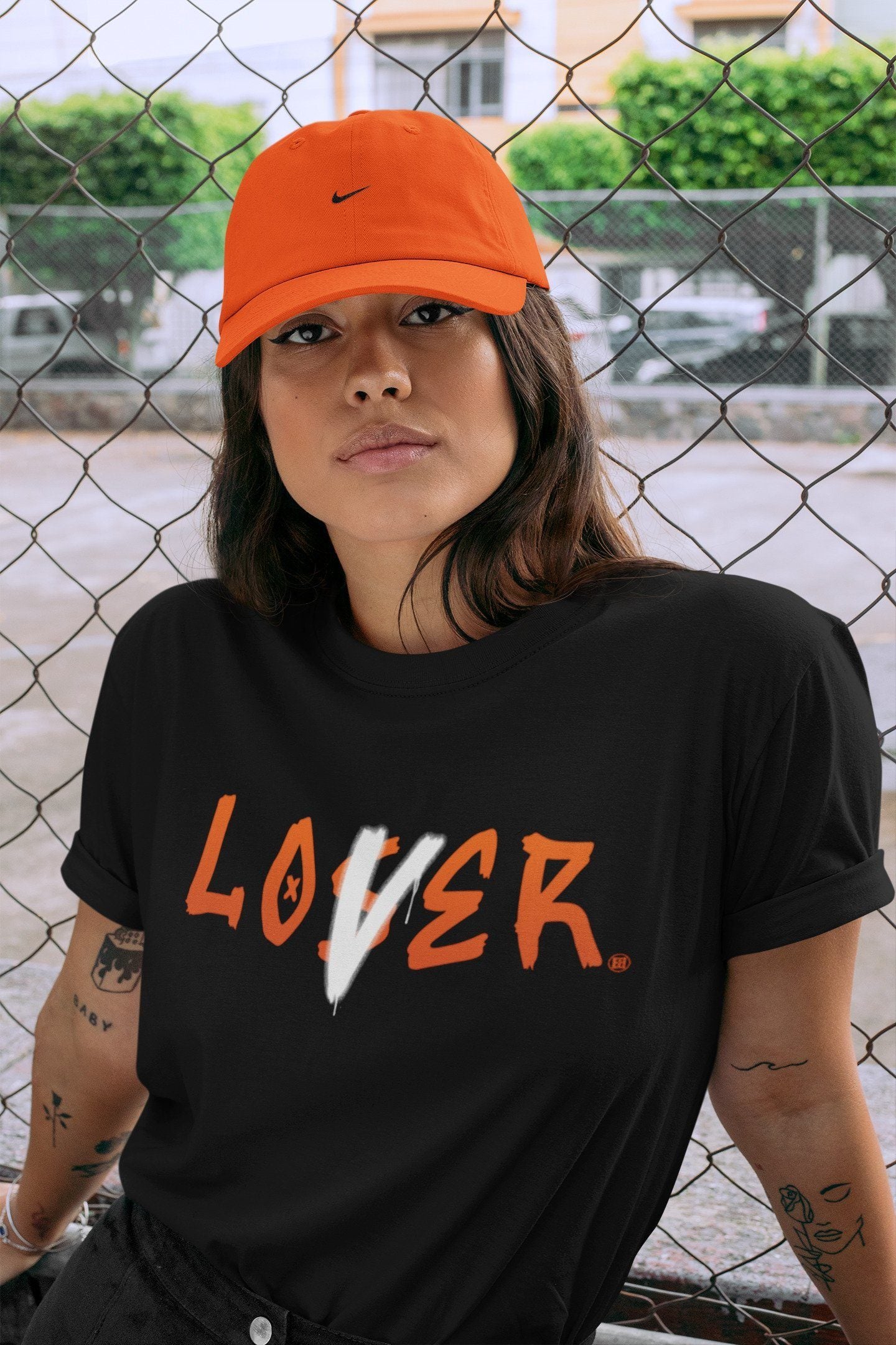 Jordan 1 Electro Orange Sneaker Matching T-Shirt Loser Lover Sneaker Tees Jordan 1 Electro Orange Sneaker Release Tees Crew Neck Tees