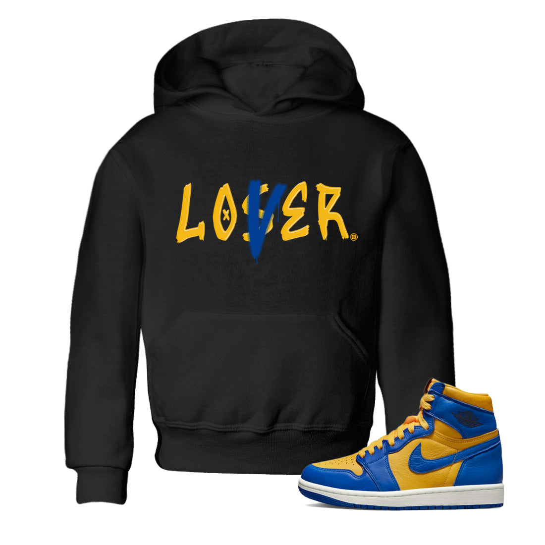 Jordan 1 Game Royal Varsity Maize Sneaker Matching T-Shirt Loser Lover Sneaker Tees Jordan 1 Game Royal Varsity Maize Sneaker Release Tees Kids Shirts