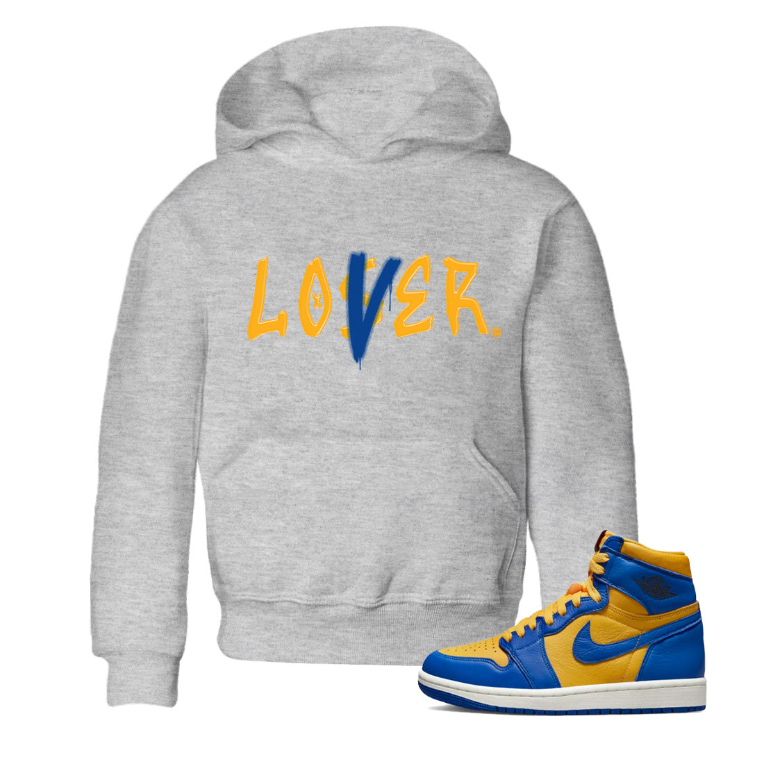 Jordan 1 Game Royal Varsity Maize Sneaker Matching T-Shirt Loser Lover Sneaker Tees Jordan 1 Game Royal Varsity Maize Sneaker Release Tees Kids Shirts