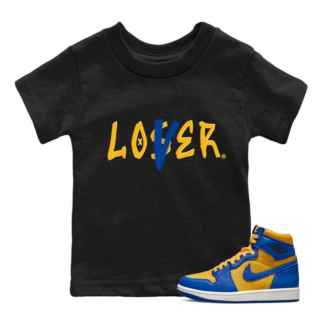 Jordan 1 Game Royal Varsity Maize Sneaker Matching T-Shirt Loser Lover Sneaker Tees Jordan 1 Game Royal Varsity Maize Sneaker Release Tees Kids Shirts