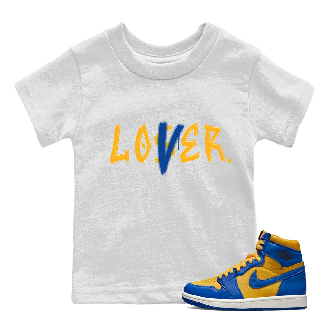 Jordan 1 Game Royal Varsity Maize Sneaker Matching T-Shirt Loser Lover Sneaker Tees Jordan 1 Game Royal Varsity Maize Sneaker Release Tees Kids Shirts