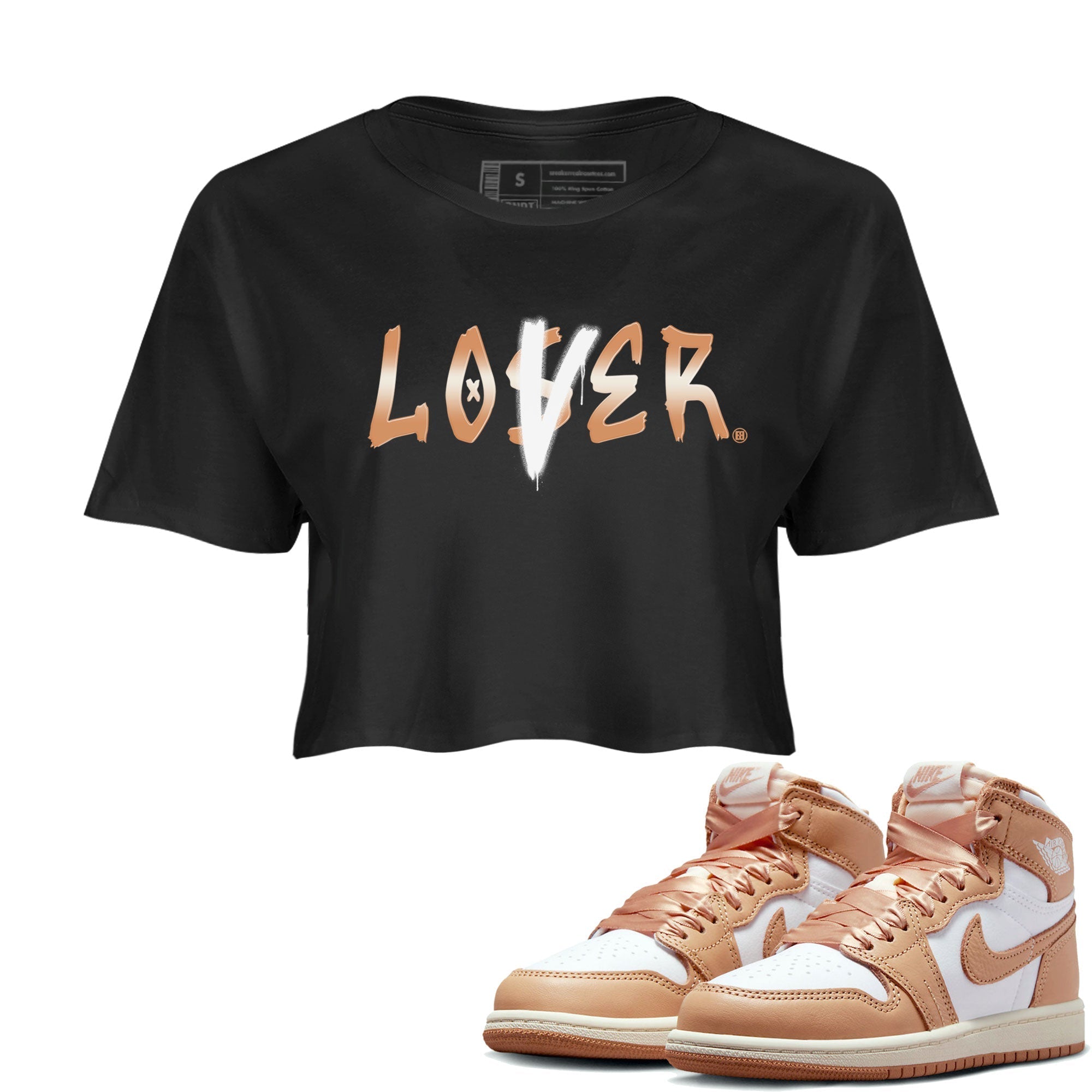 Air Jordan 1 Praline shirt to match jordans Loser Lover Streetwear Sneaker Shirt Air Jordan 1 Praline Drip Gear Zone Sneaker Matching Clothing Black 1 Crop T-Shirt