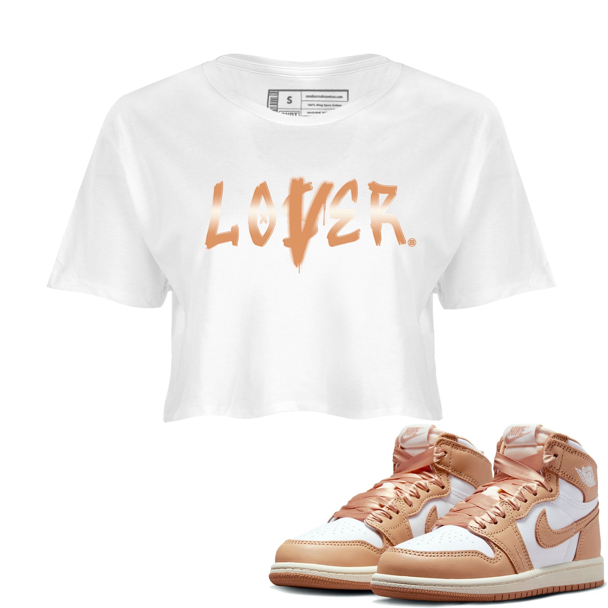 Air Jordan 1 Praline shirt to match jordans Loser Lover Streetwear Sneaker Shirt Air Jordan 1 Praline Drip Gear Zone Sneaker Matching Clothing White 1 Crop T-Shirt