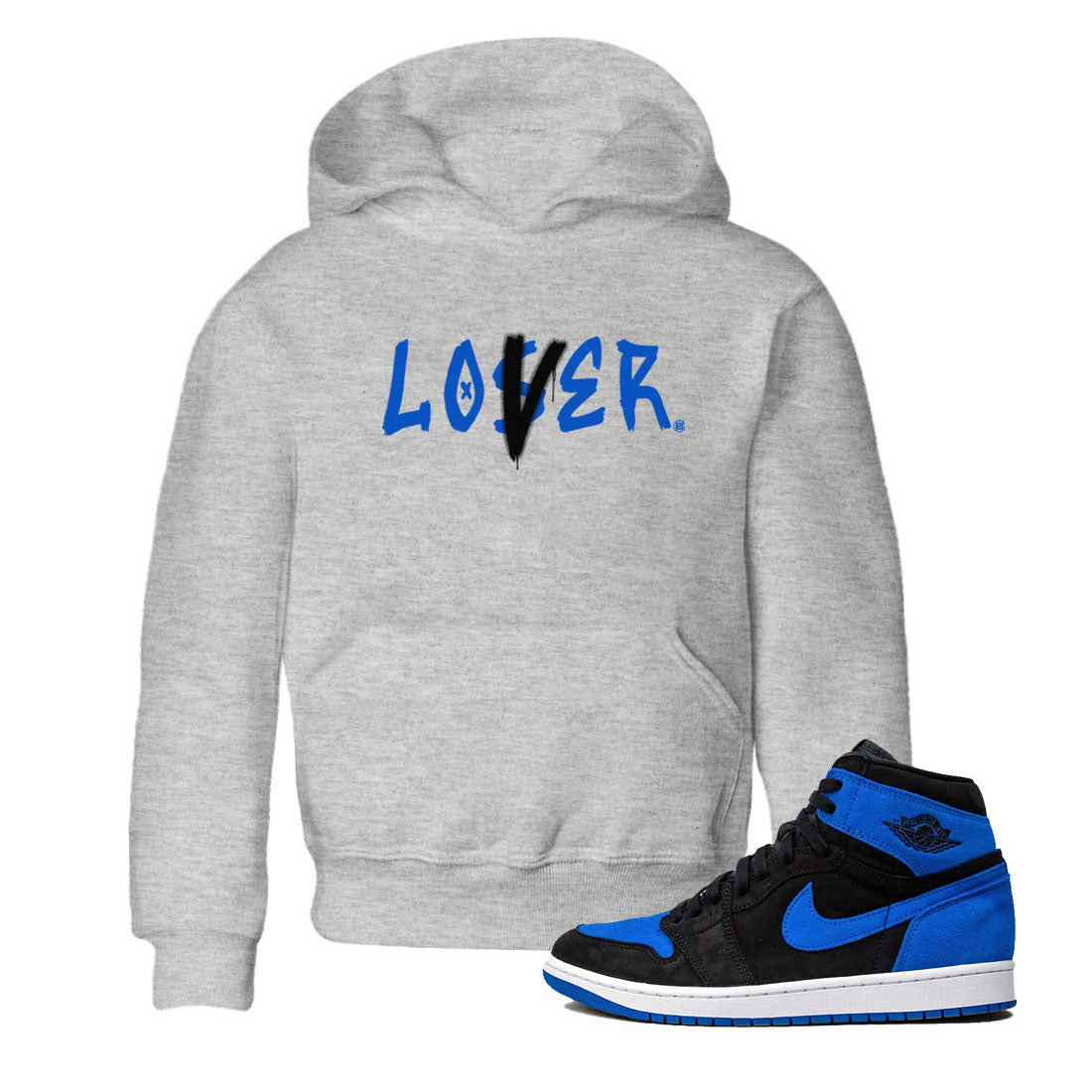 1s Royal Reimagined shirt to match jordans Loser Lover sneaker tees Air Jordan 1 Royal Reimagined Drip Gear Zone Streetbrand Sneaker Matching Tee Cotton T-Shirt Baby Toddler Heather Grey 1 T-Shirt