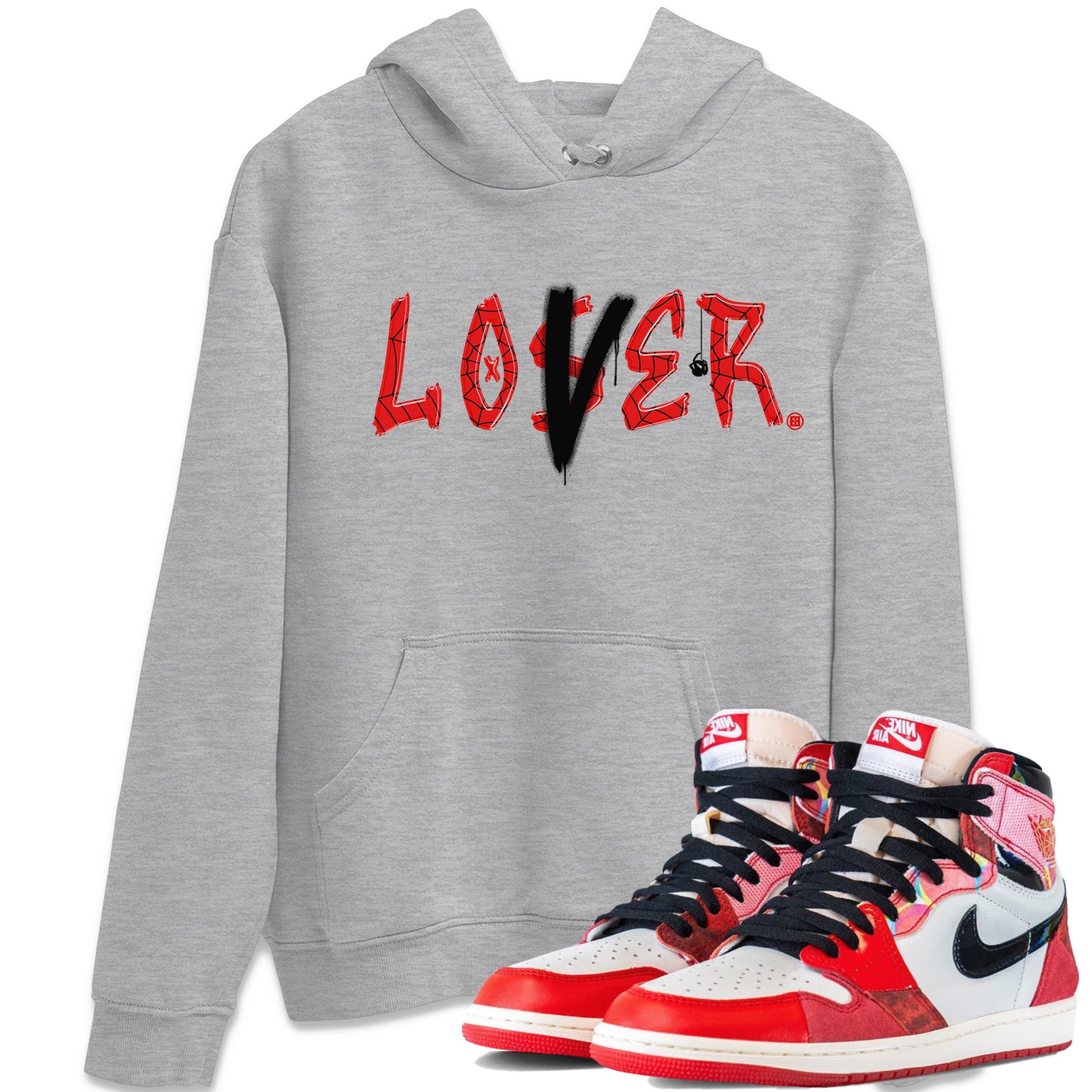 Air Jordan 1 Spider Man Sneaker Match Tees Loser Lover Sneaker Release Tees Spider-Man: Across the Spider-Verse x Air Jordan 1 Sneaker Release Tees Unisex Shirts Heather Grey 1