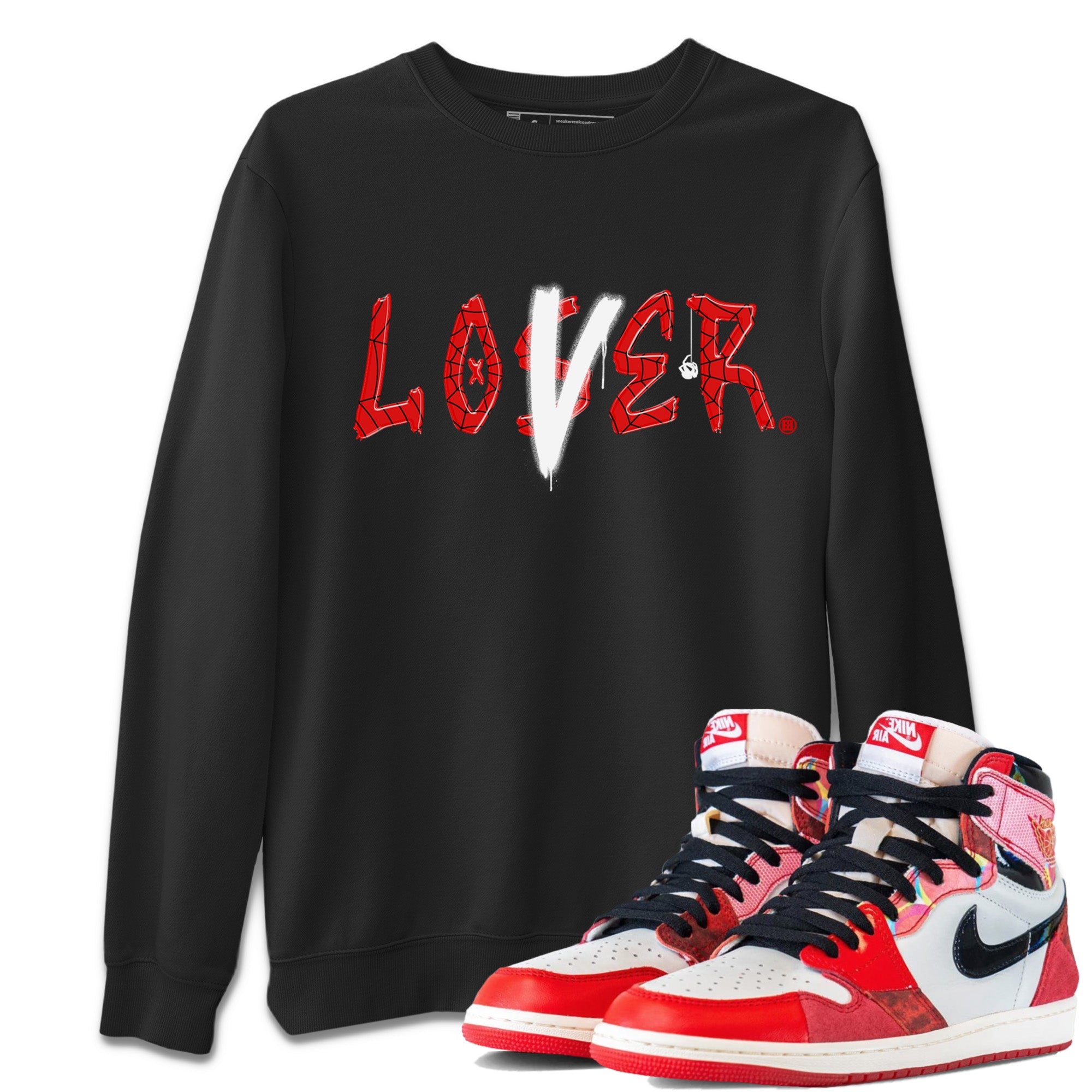 Air Jordan 1 Spider Man Sneaker Match Tees Loser Lover Sneaker Release Tees Spider-Man: Across the Spider-Verse x Air Jordan 1 Sneaker Release Tees Unisex Shirts Black 1