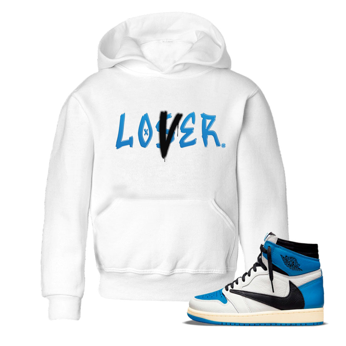 Air Jordan 1 Travis Scott Fragment Sneaker Match Tees Loser Lover Streetwear Sneaker Shirt Air Jordan 1 High x Travis Scott x Fragment Sneaker Release Tees Kids Shirts White 1