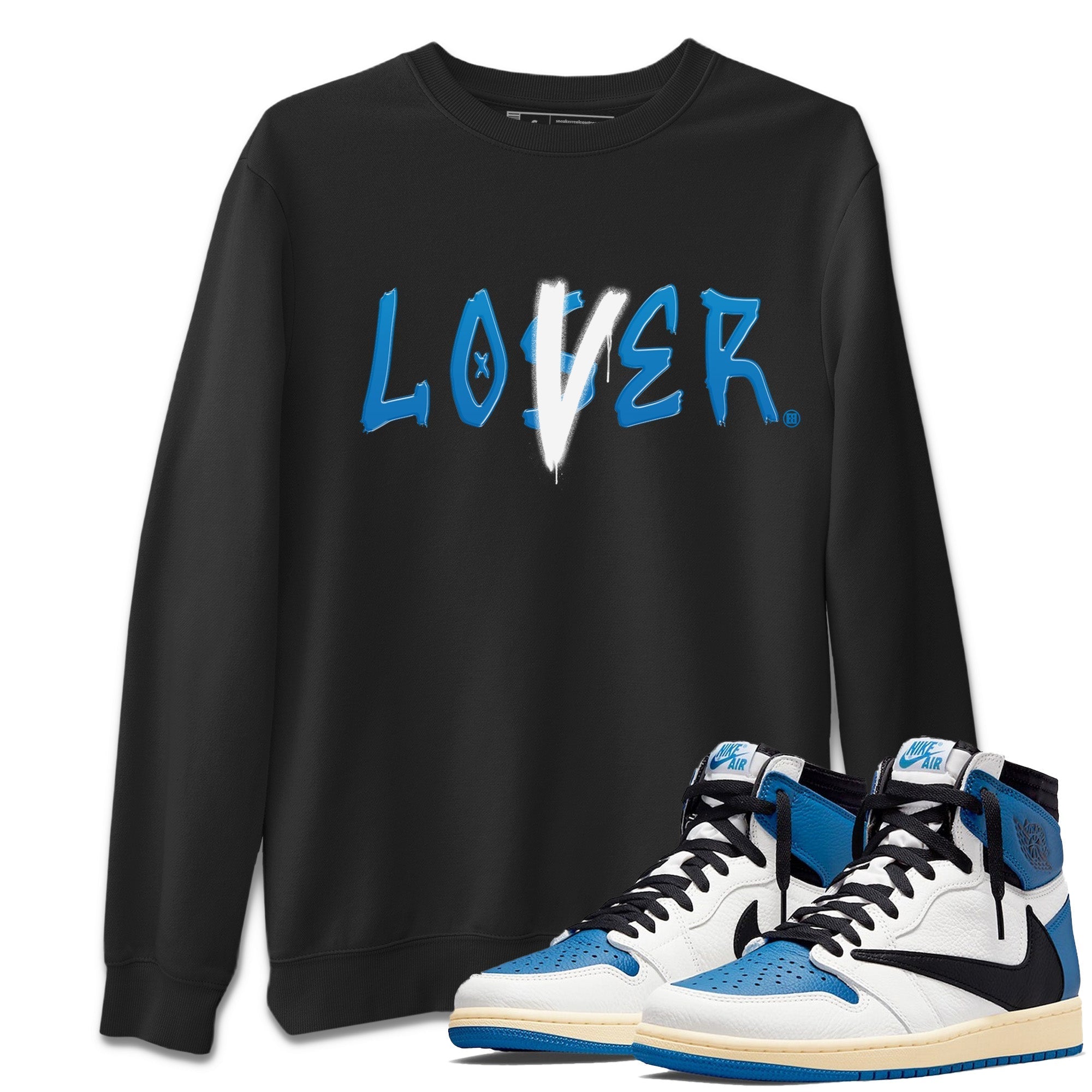 Air Jordan 1 Travis Scott Fragment Sneaker Match Tees Loser Lover Streetwear Sneaker Shirt Air Jordan 1 High x Travis Scott x Fragment Sneaker Release Tees Unisex Shirts Black 1