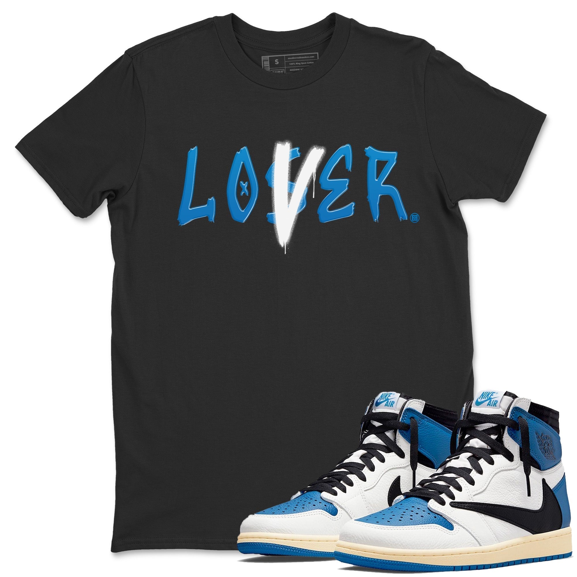 Air Jordan 1 Travis Scott Fragment Sneaker Match Tees Loser Lover Streetwear Sneaker Shirt Air Jordan 1 High x Travis Scott x Fragment Sneaker Release Tees Unisex Shirts Black 1