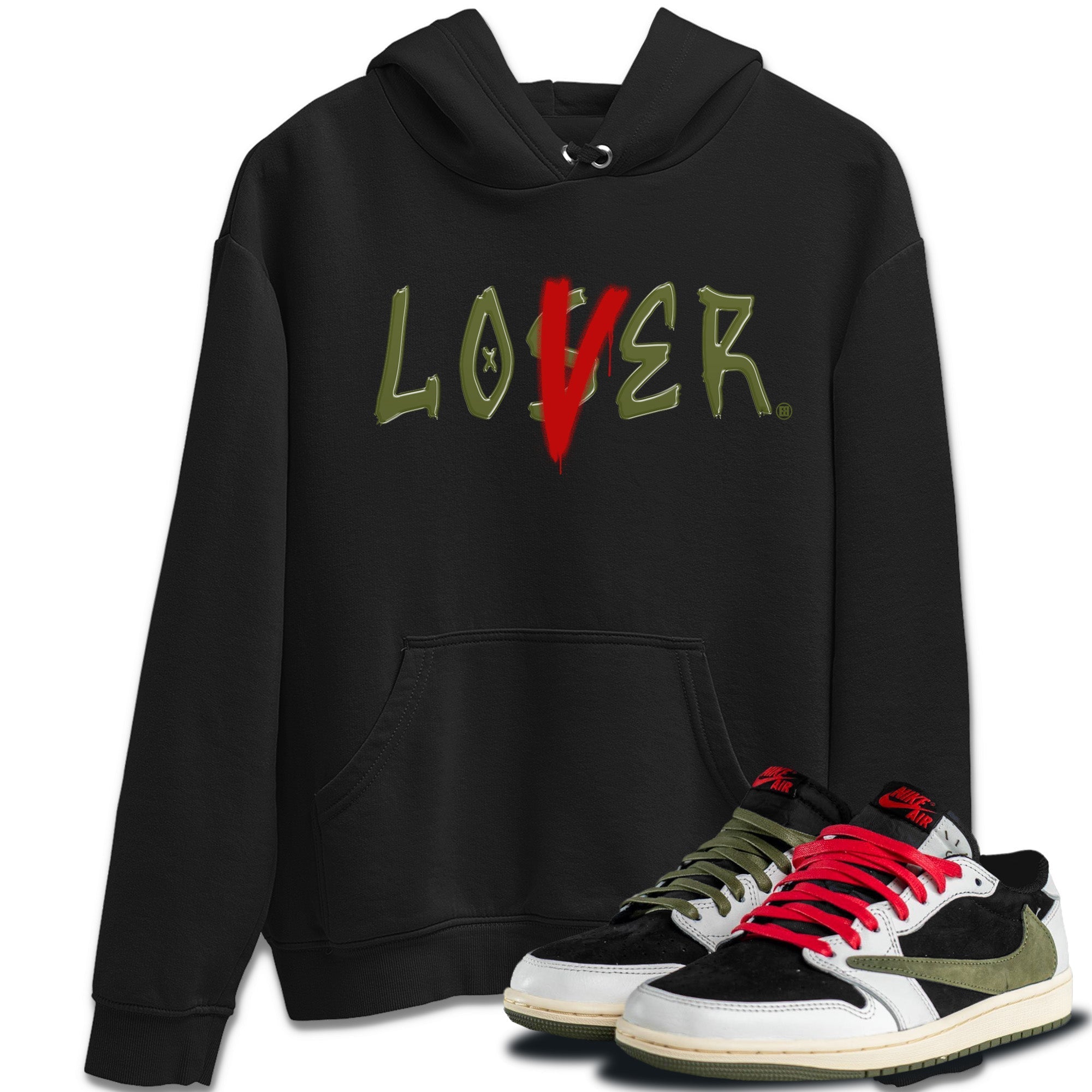 Air Jordan 1 Travis Scott Olive Sneaker Match Tees Loser Lover Streetwear Sneaker Shirt Air Jordan 1 Low x Travis Scott x Olive Sneaker Release Tees Unisex Shirts Black 1