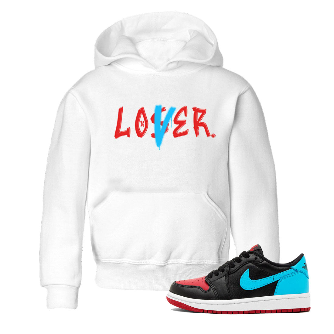 Air Jordan 1 UNC to Chicago Sneaker Match Tees Loser Lover Streetwear Sneaker Shirt Jordan 1 Low OG WMNS UNC to Chicago Drip Gear Zone Sneaker Matching Clothing Kids and Baby Youth Shirts White 1