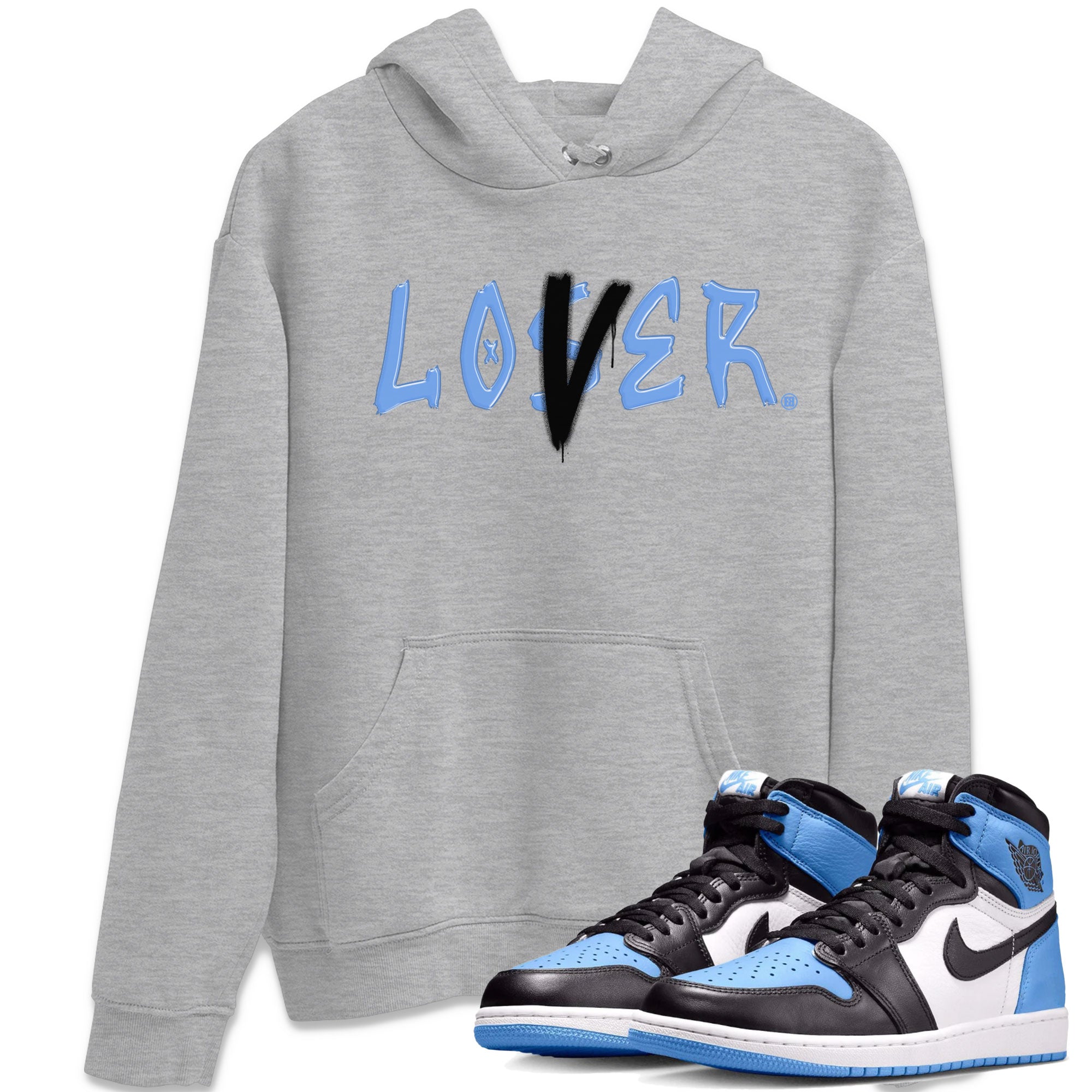Air Jordan 1 UNC Toe shirt to match jordans Loser Lover Streetwear Sneaker Shirt Air Jordan 1 Retro High OG UNC Toe Drip Gear Zone Sneaker Matching Clothing Unisex Heather Grey 1 T-Shirt