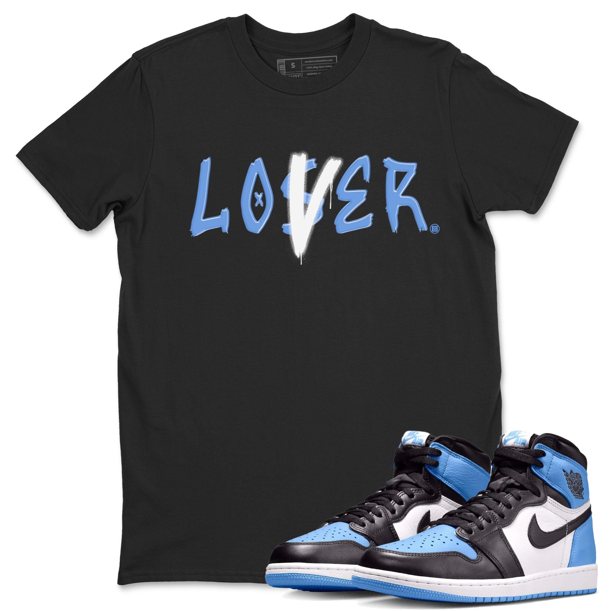 Air Jordan 1 UNC Toe shirt to match jordans Loser Lover Streetwear Sneaker Shirt Air Jordan 1 Retro High OG UNC Toe Drip Gear Zone Sneaker Matching Clothing Unisex Black 1 T-Shirt
