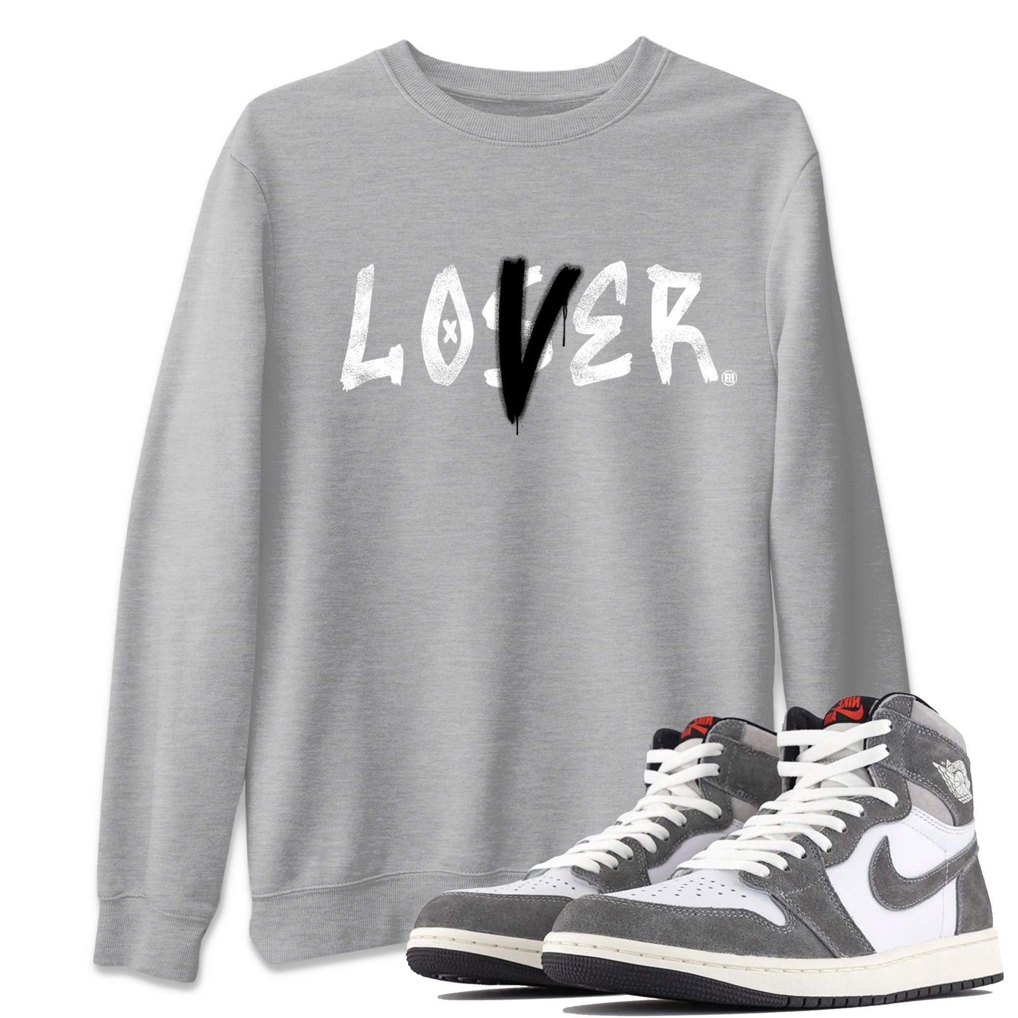 Air Jordan 1 Washed Heritage Sneaker Match Tees Loser Lover Streetwear Sneaker Shirt Air Jordan 1 Washed Heritage Shirts Unisex Shirts Heather Grey 1