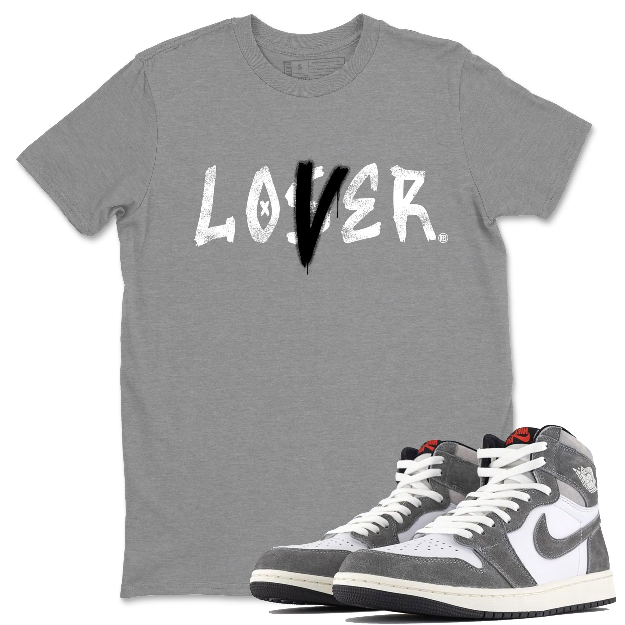 Air Jordan 1 Washed Heritage Sneaker Match Tees Loser Lover Streetwear Sneaker Shirt Air Jordan 1 Washed Heritage Shirts Unisex Shirts Heather Grey 1