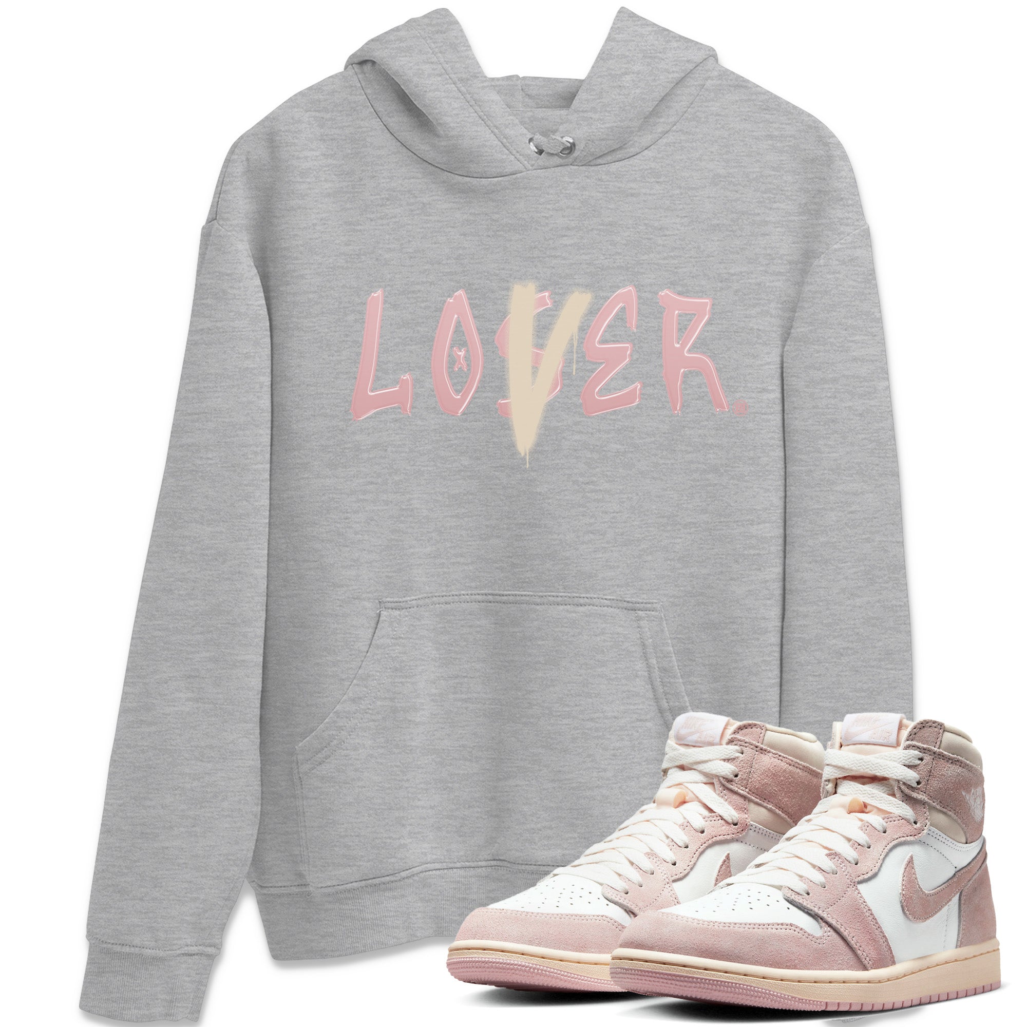 Air Jordan 1 Washed Pink Sneaker Match Tees Loser Lover Streetwear Sneaker Shirt Air Jordan 1 High OG WMNS Washed Pink Sneaker Release Tees Unisex Shirts Heather Grey 1