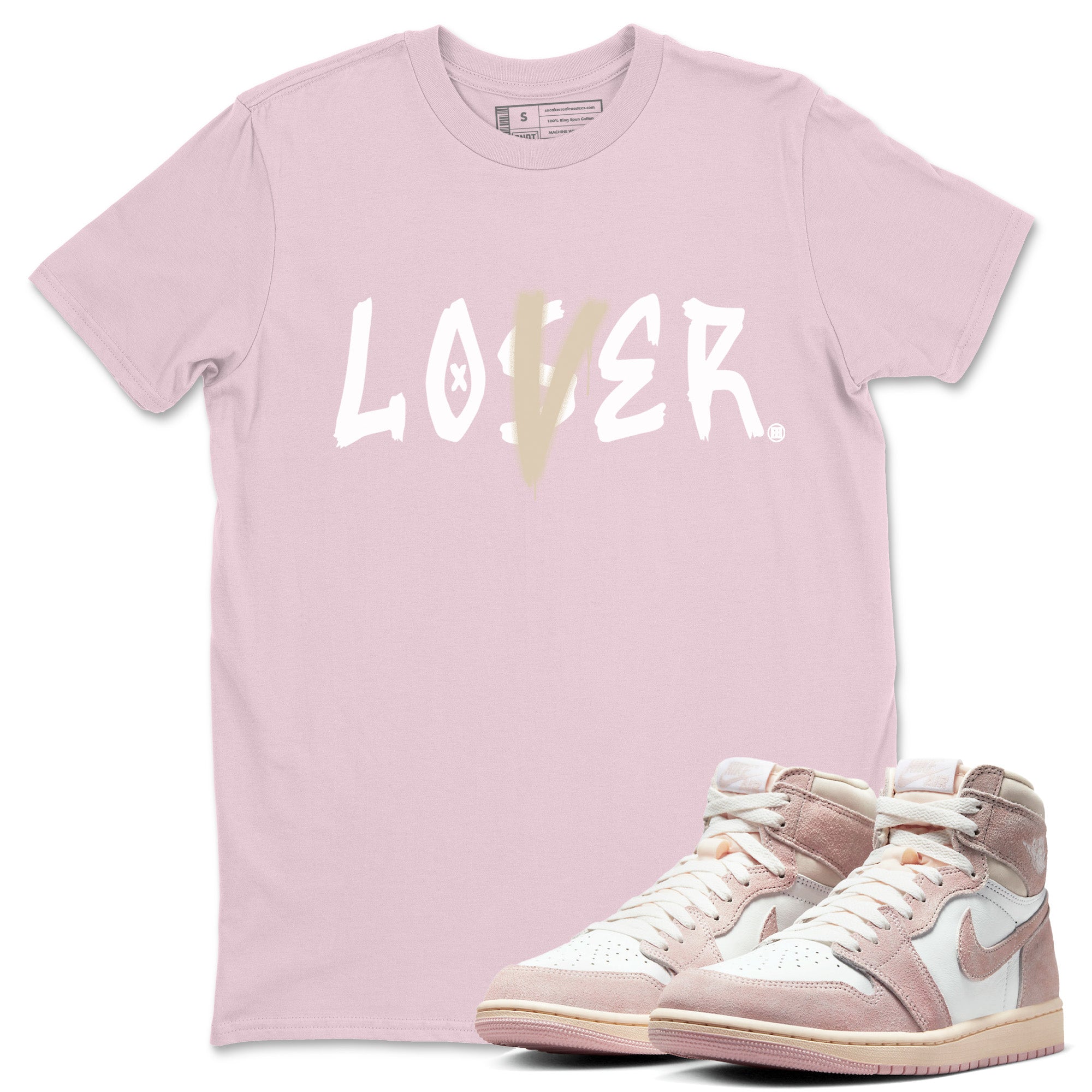 Air Jordan 1 Washed Pink Loser Lover Crew Neck Streetwear Sneaker Shirt Air Jordan 1 High OG WMNS Washed Pink Sneaker T-Shirts Washing and Care Tip