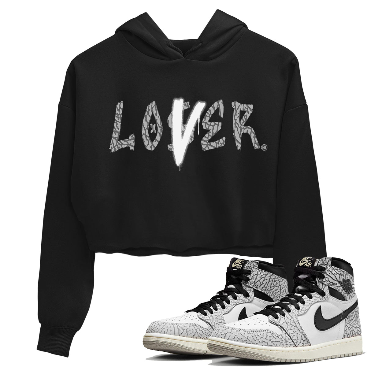 Jordan 1 White Cement Sneaker Matching T-Shirt Loser Lover Sneaker Tees Jordan 1 White Cement Sneaker Release Tees Women's Shirts