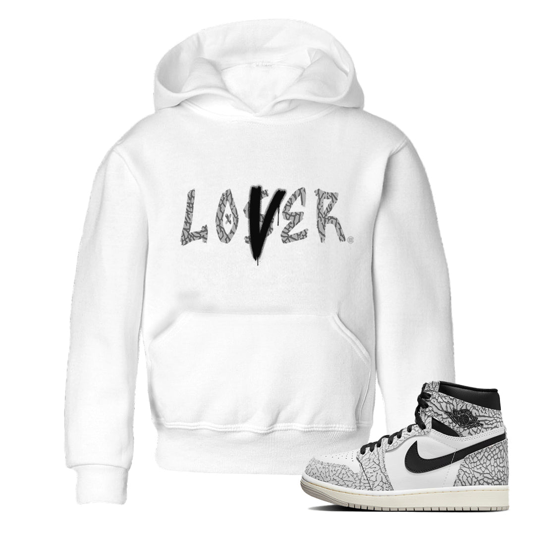 Jordan 1 White Cement Sneaker Matching T-Shirt Loser Lover Sneaker Tees Jordan 1 White Cement Sneaker Release Tees Kids Shirts