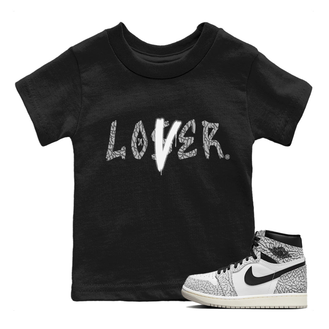Jordan 1 White Cement Sneaker Matching T-Shirt Loser Lover Sneaker Tees Jordan 1 White Cement Sneaker Release Tees Kids Shirts