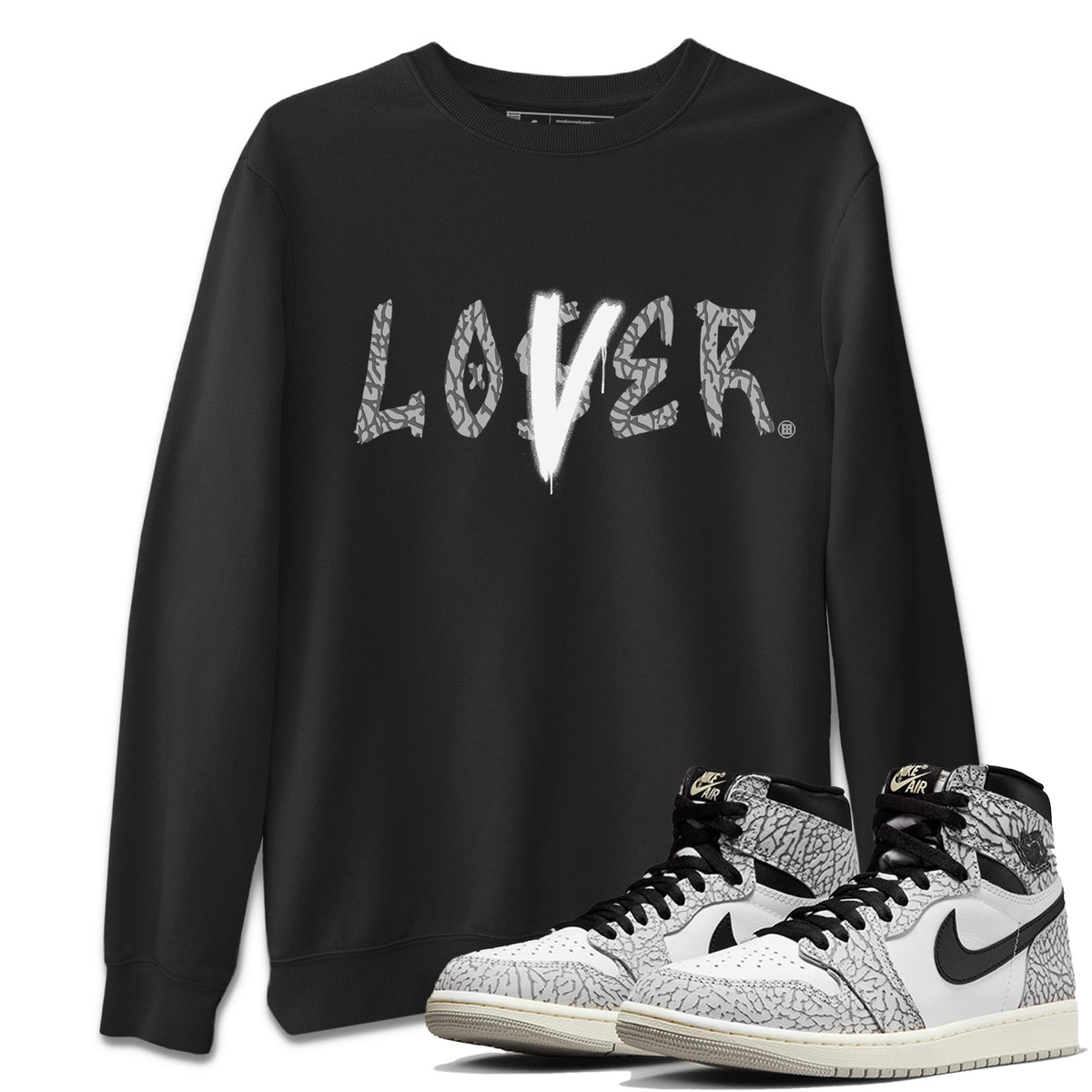 Jordan 1 White Cement Sneaker Matching T-Shirt Loser Lover Sneaker Tees Jordan 1 White Cement Sneaker Release Tees Crew Neck Tees