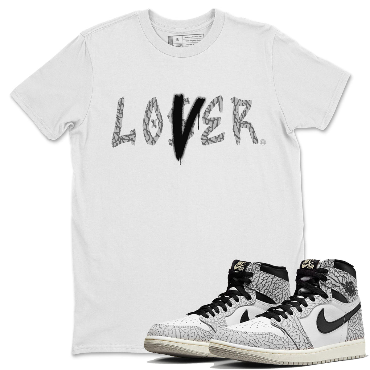 Jordan 1 White Cement Sneaker Matching T-Shirt Loser Lover Sneaker Tees Jordan 1 White Cement Sneaker Release Tees Crew Neck Tees