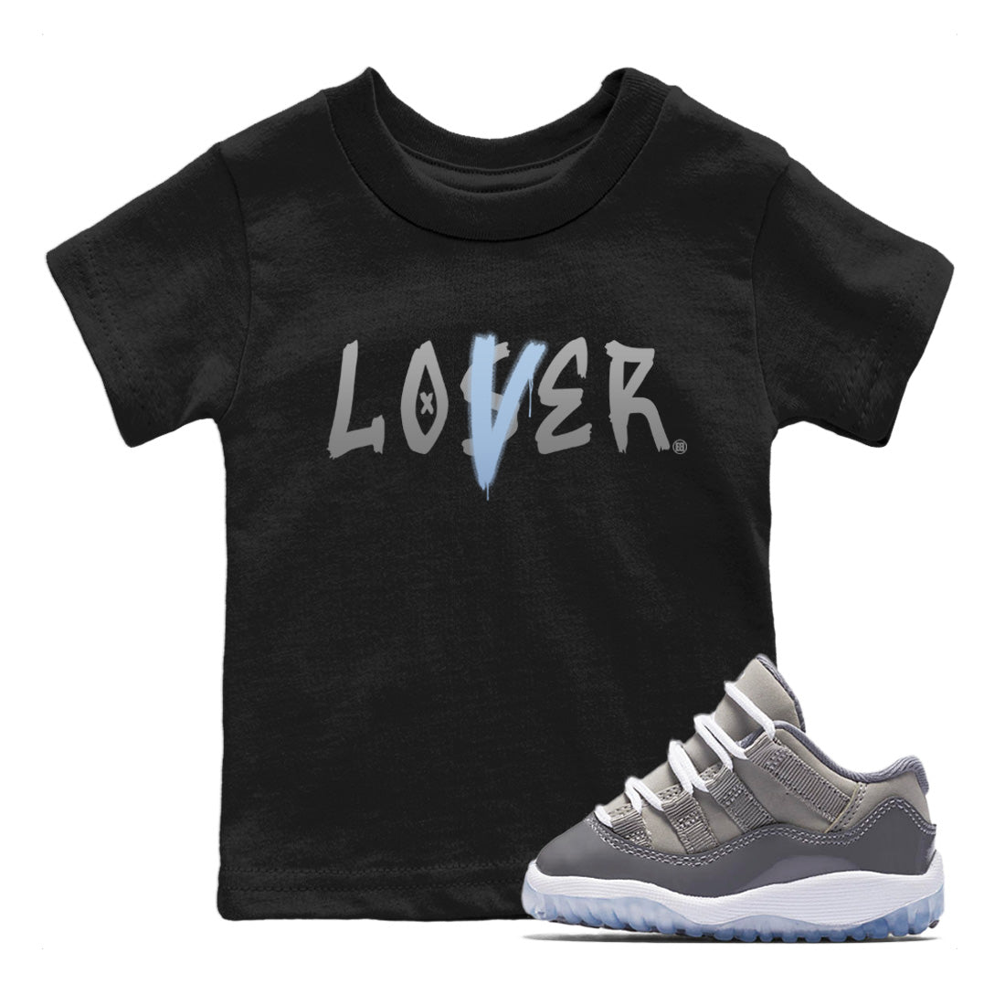 Air Jordan 11 Cool Grey Kids Sneaker Match Tees Loser Lover Streetwear Sneaker Shirt Air Jordan 11 Retro Cool Grey Kids Sneaker Release Tees Kids Shirts Black 1
