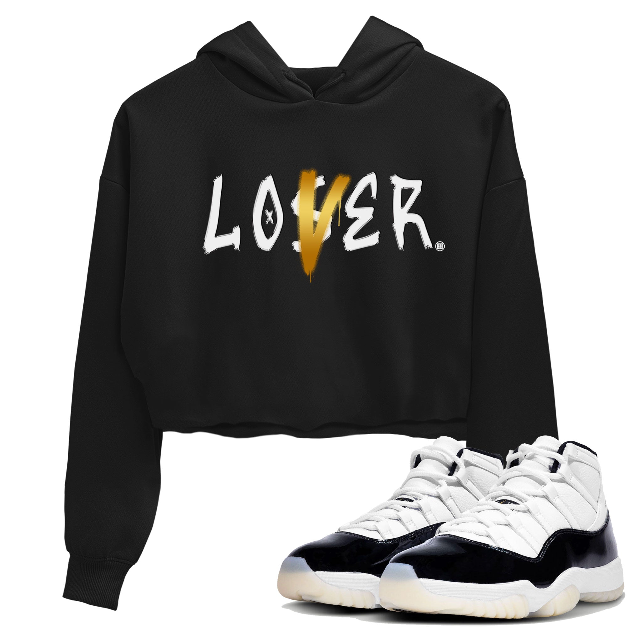 Air Jordan 11 Gratitude shirt to match jordans Loser Lover sneaker tees Jordan 11 Retro Gratitude Drip Gear Zone Black 1 Crop T-Shirt