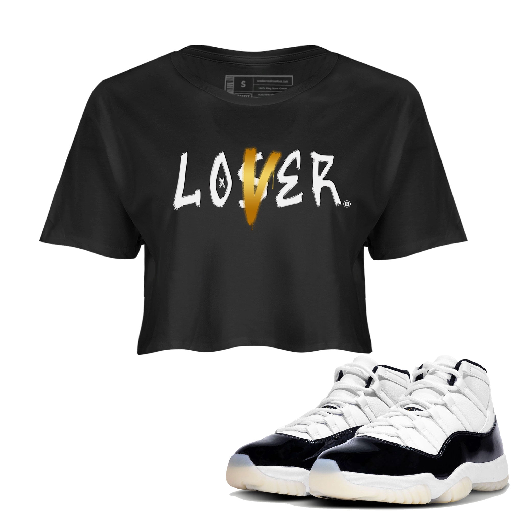 Air Jordan 11 Gratitude shirt to match jordans Loser Lover sneaker tees Jordan 11 Retro Gratitude Drip Gear Zone Black 1 Crop T-Shirt