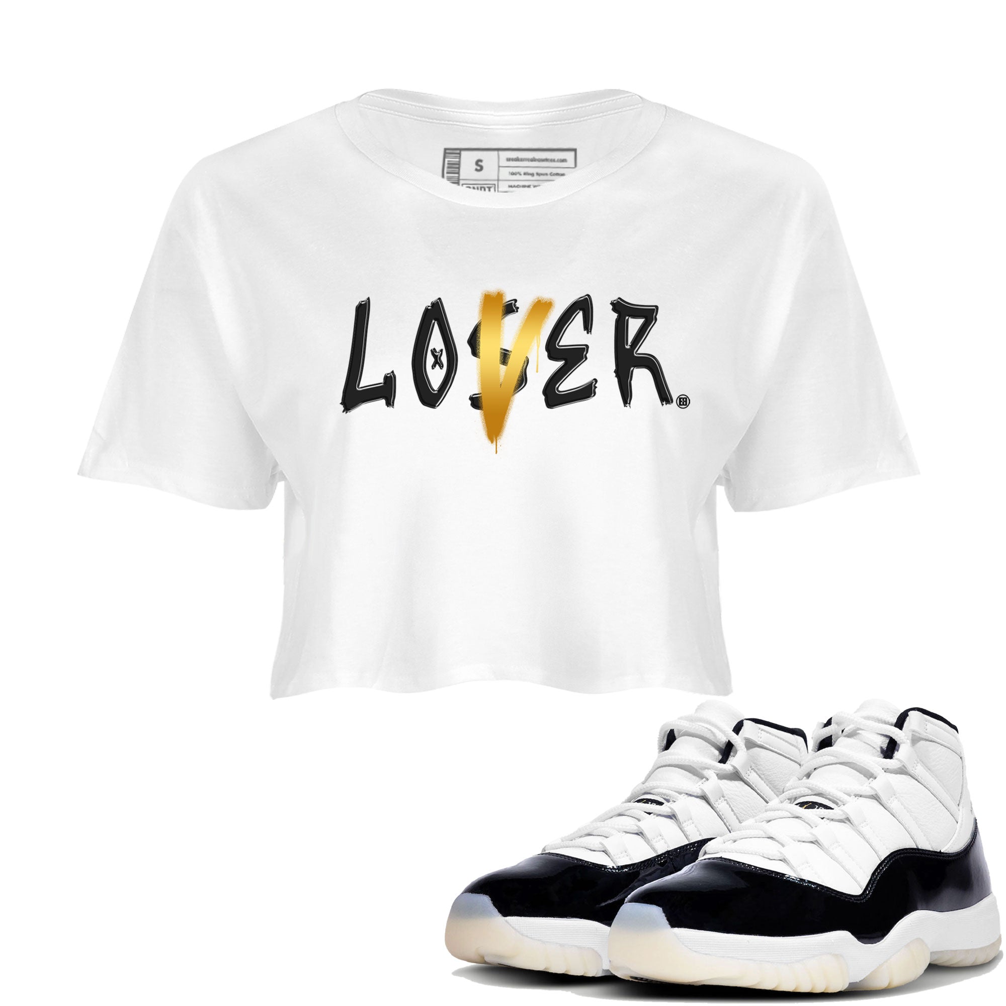 Air Jordan 11 Gratitude shirt to match jordans Loser Lover sneaker tees Jordan 11 Retro Gratitude Drip Gear Zone White 1 Crop T-Shirt