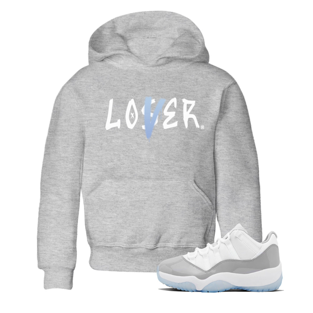 Air Jordan 11 White Cement Sneaker Match Tees Loser Lover Streetwear Sneaker Shirt Air Jordan 11 Retro White Cement Sneaker Release Tees Kids Shirts Heather Grey 1