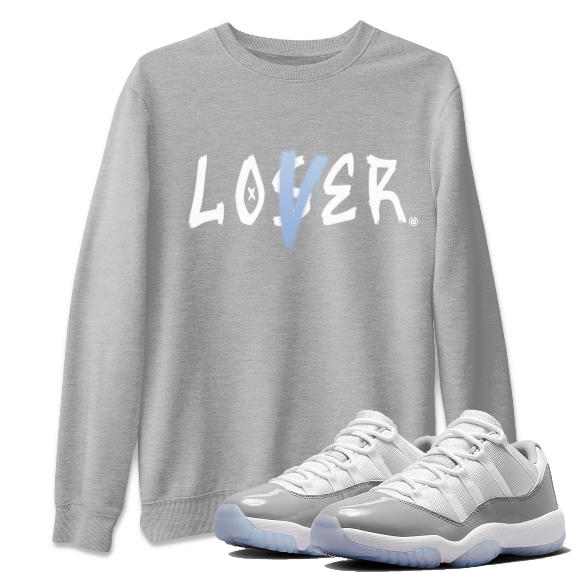 Air Jordan 11 White Cement Sneaker Match Tees Loser Lover Streetwear Sneaker Shirt Air Jordan 11 Retro White Cement Sneaker Release Tees Unisex Shirts Heather Grey 1