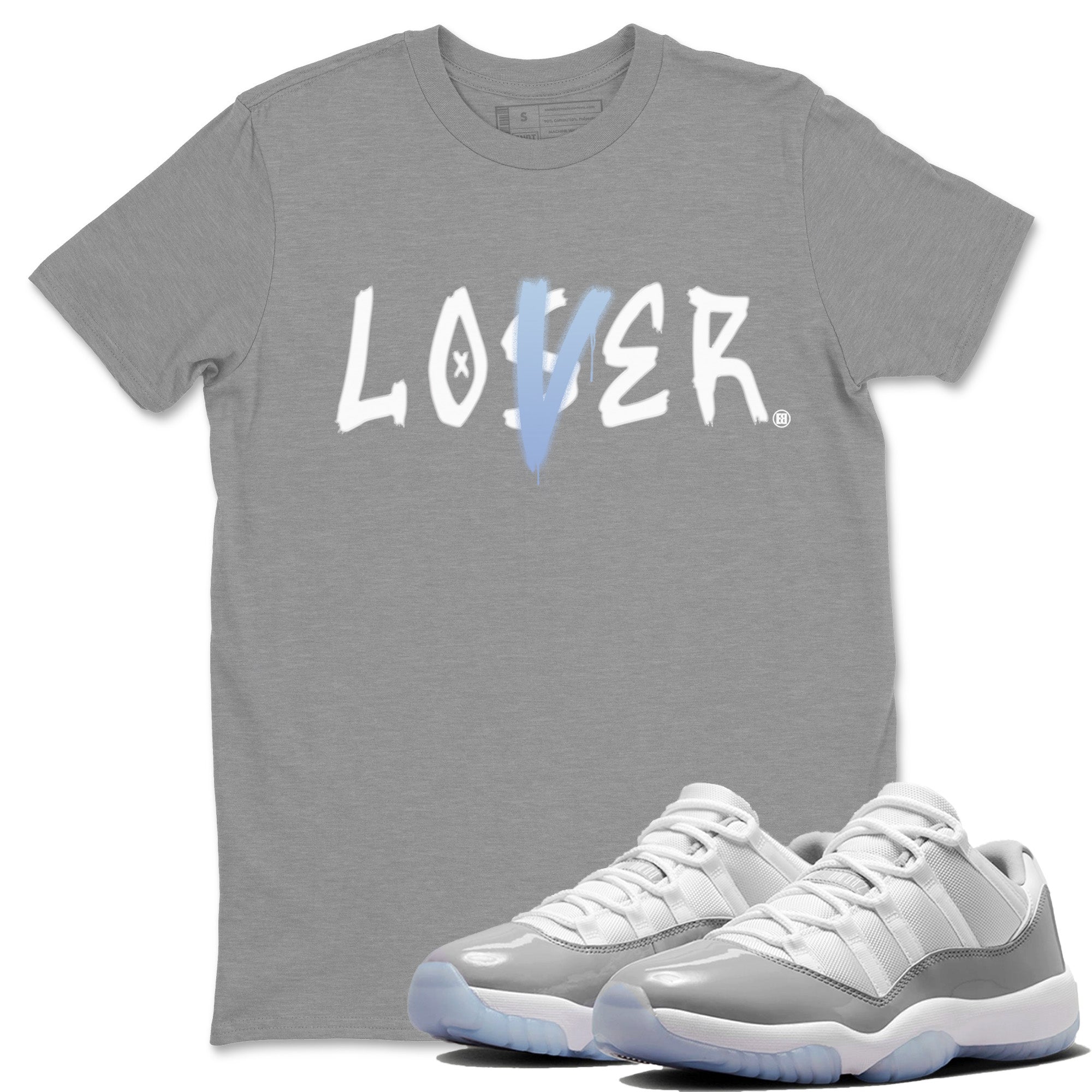 Air Jordan 11 White Cement Loser Lover Crew Neck Streetwear Sneaker Shirt Air Jordan 11 Retro White Cement Sneaker T-Shirts Size Chart