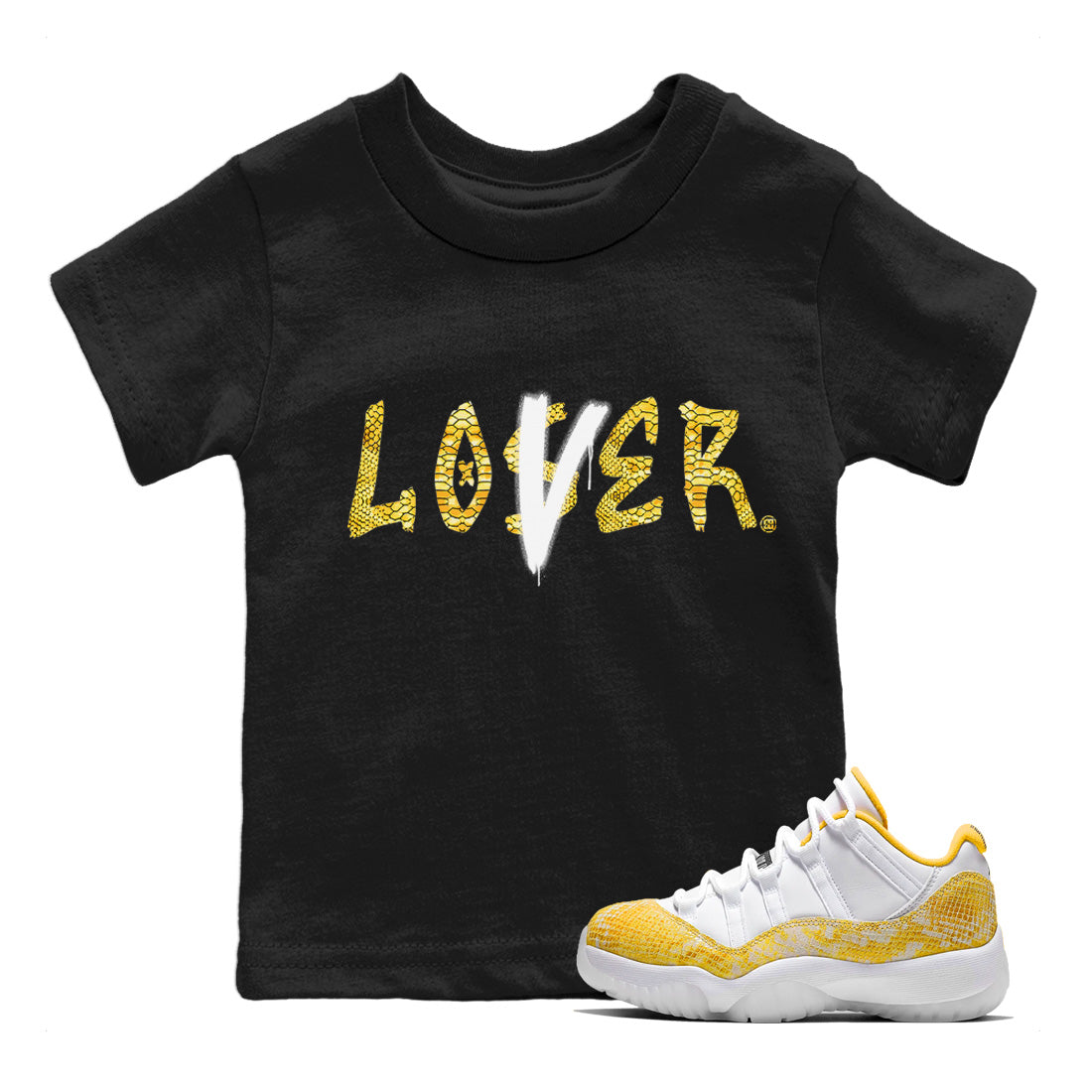 Jordan 11 Yellow Python Sneaker Matching T-Shirt Loser Lover Sneaker Tees Jordan 11 Yellow Python Sneaker Release Tees Kids Shirts