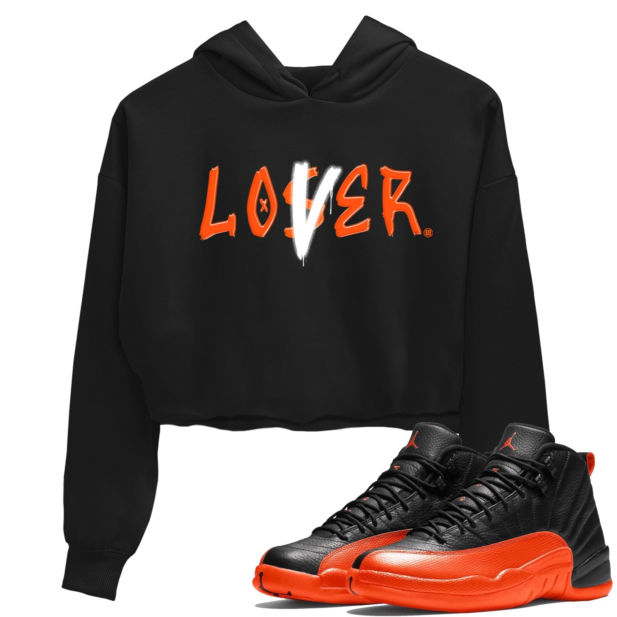 Air Jordan 12 Brilliant Orange Sneaker Match Tees Loser Lover Streetwear Sneaker Shirt 12s Brilliant Orange Tee Women's Shirts Black 1