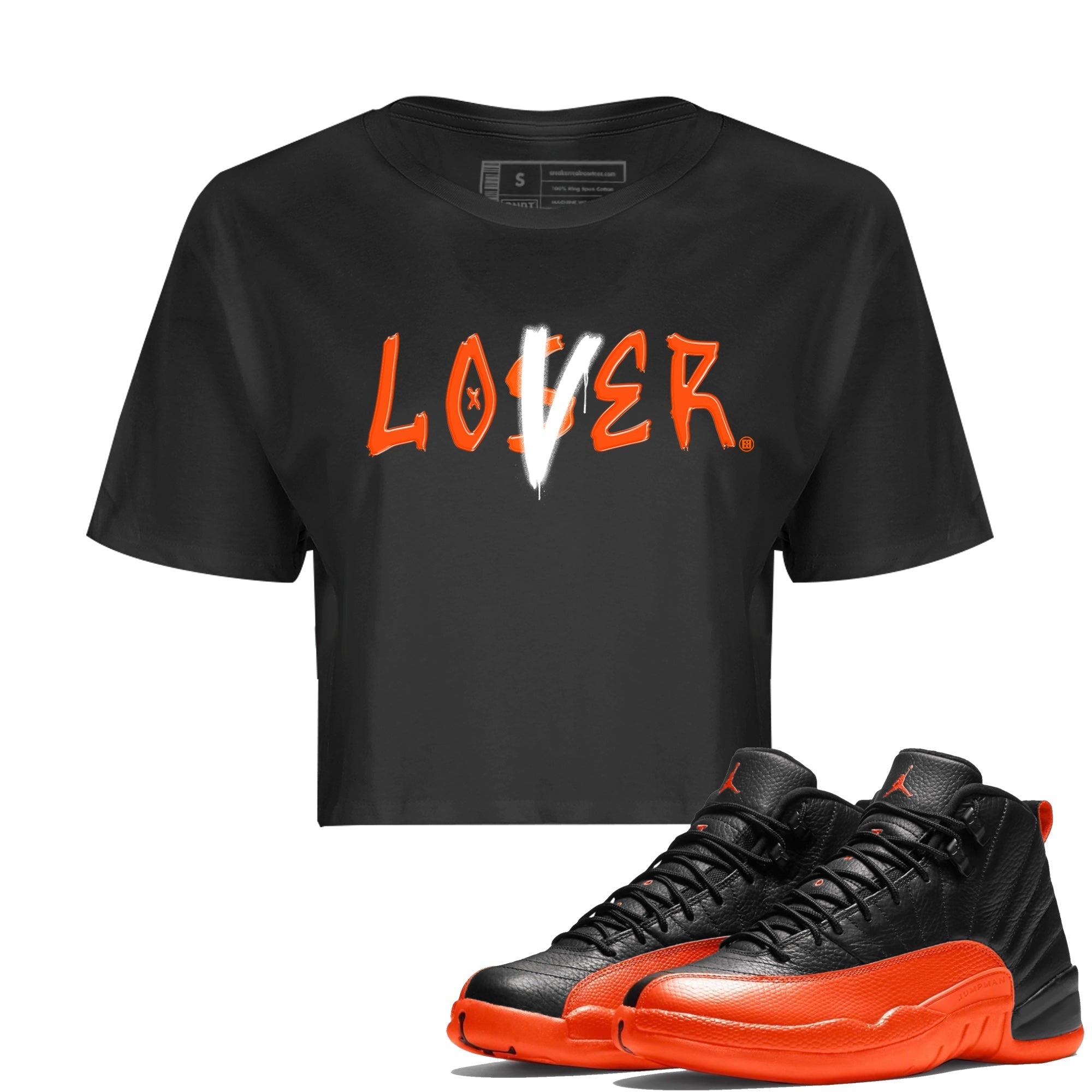 Air Jordan 12 Brilliant Orange Sneaker Match Tees Loser Lover Streetwear Sneaker Shirt 12s Brilliant Orange Tee Women's Shirts Black 1