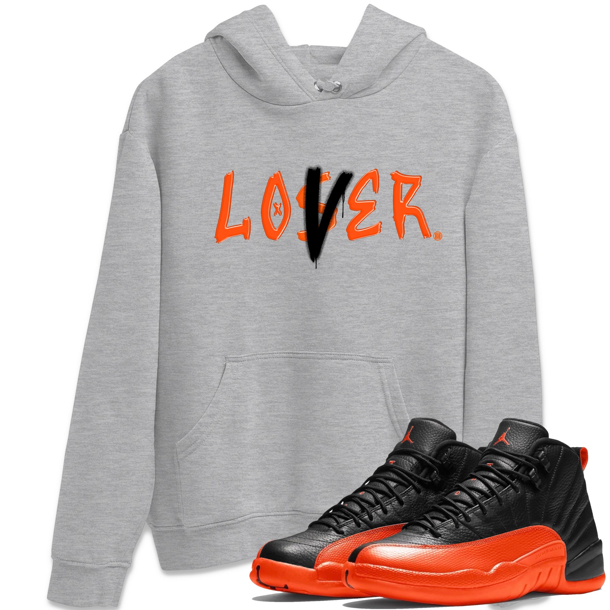 Air Jordan 12 Brilliant Orange Sneaker Match Tees Loser Lover Streetwear Sneaker Shirt 12s Brilliant Orange Tee Unisex Shirts Heather Grey 1