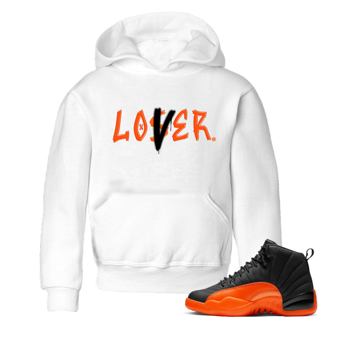 Air Jordan 12 Brilliant Orange Sneaker Match Tees Loser Lover Streetwear Sneaker Shirt 12s Brilliant Orange Tee Kids Shirts White 1