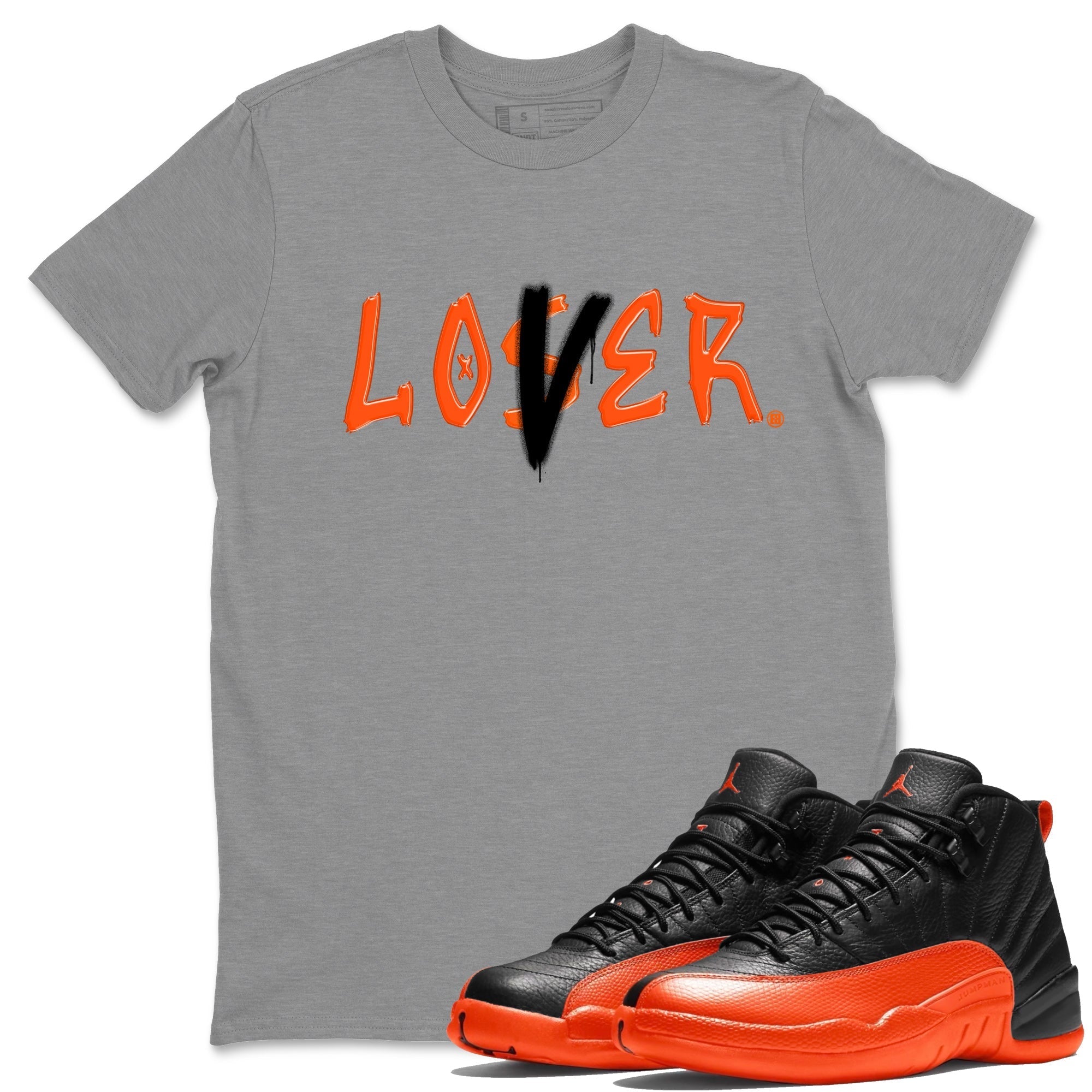 Air Jordan 12 Brilliant Orange Sneaker Match Tees Loser Lover Streetwear Sneaker Shirt 12s Brilliant Orange Tee Unisex Shirts Heather Grey 1