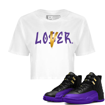 Air Jordan 12 Field Purple Sneaker Match Tees Loser Lover Sneaker Tees AJ12 Field Purple Sneaker Release Tees Women's Shirts White 1